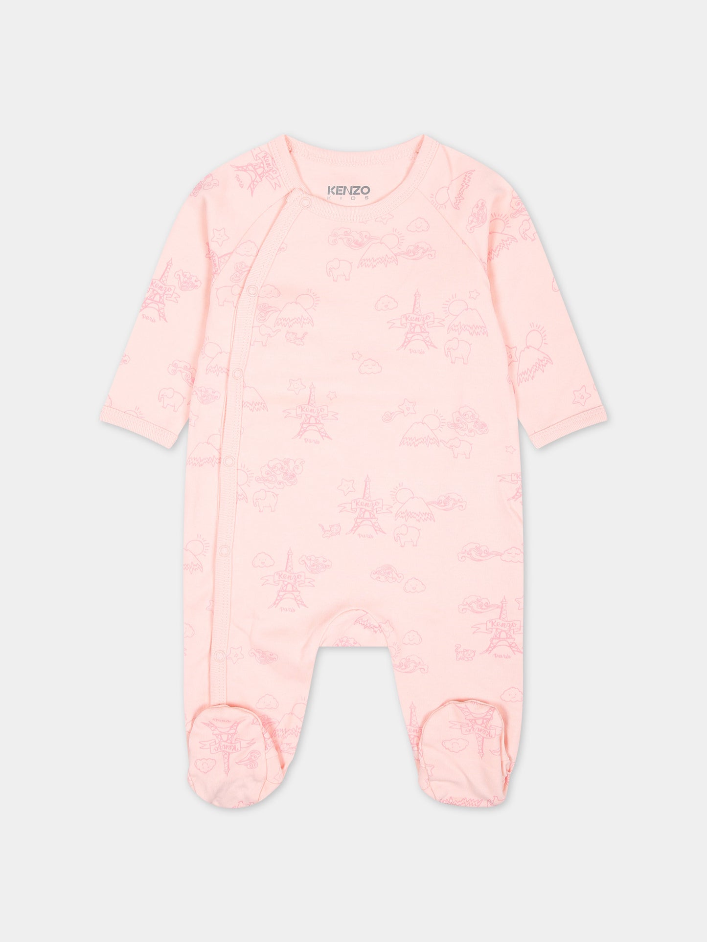 Set rosa per neonata con Tour Eiffel e logo,Kenzo Kids,K60074 46T