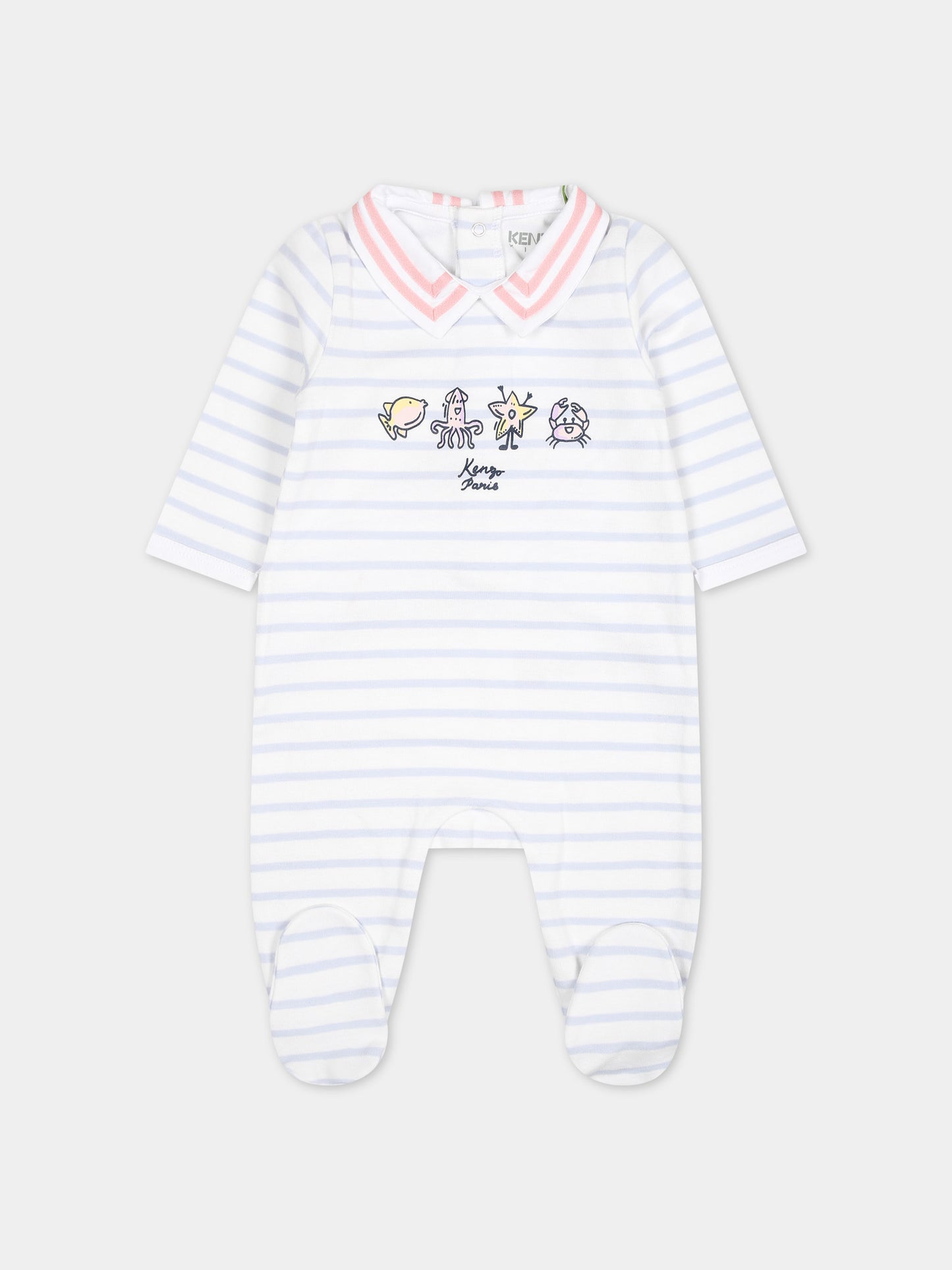 Tutina bianca per neonata con stampe,Kenzo Kids,K60051 10P