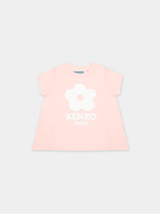 T-shirt rosa per neonata con Boke Flower,Kenzo Kids,K60126 46T