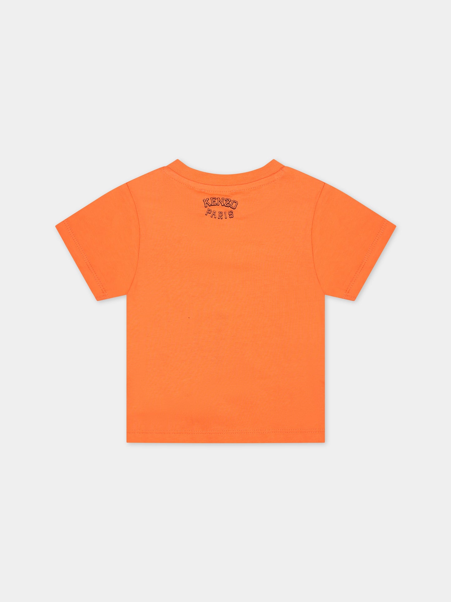 T-shirt arancione per neonata con iconica tigre ruggente,Kenzo Kids,K60381 98F