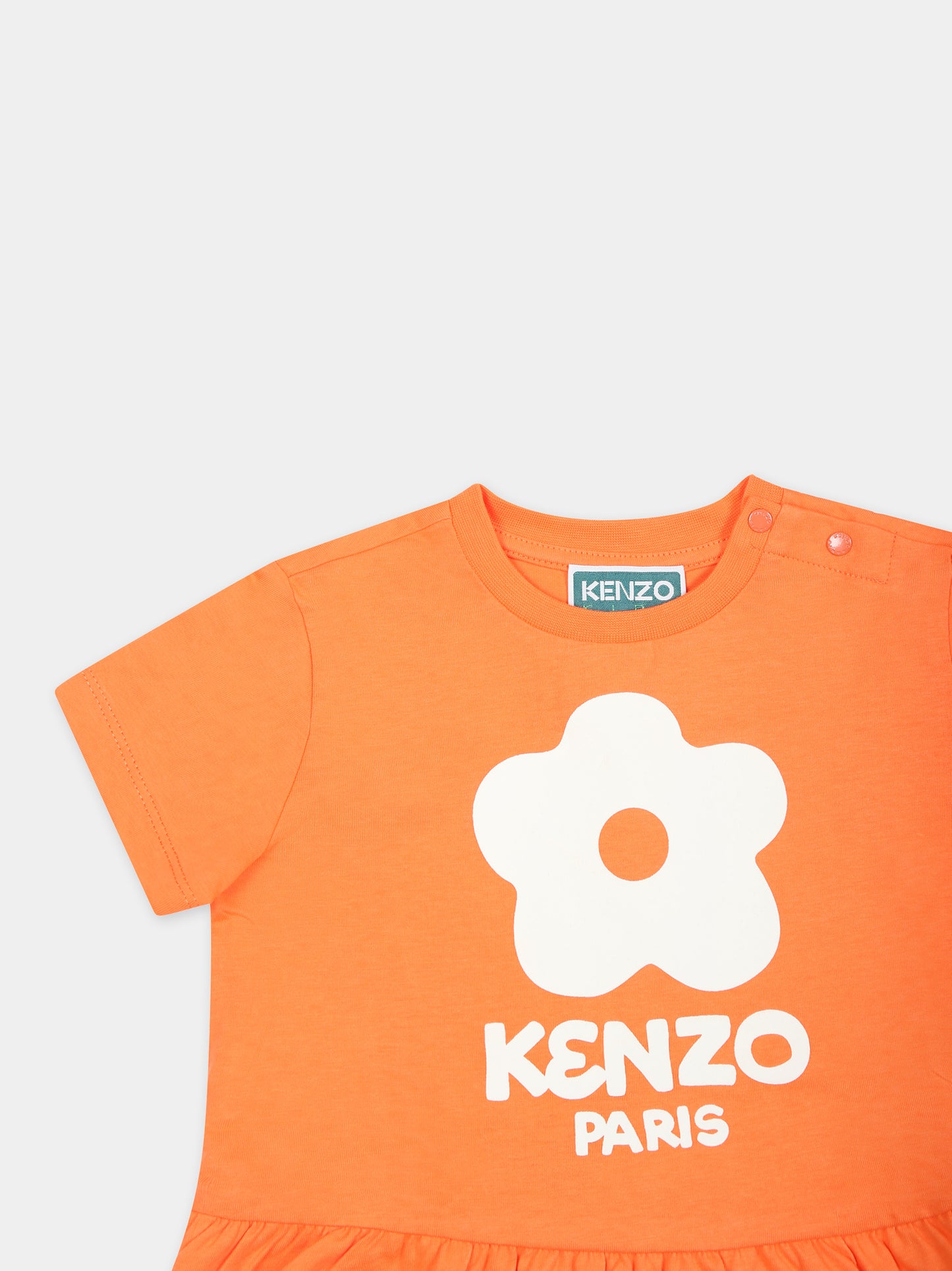 Vestito casual arancione per neonata con Boke Flower,Kenzo Kids,K60115 98F