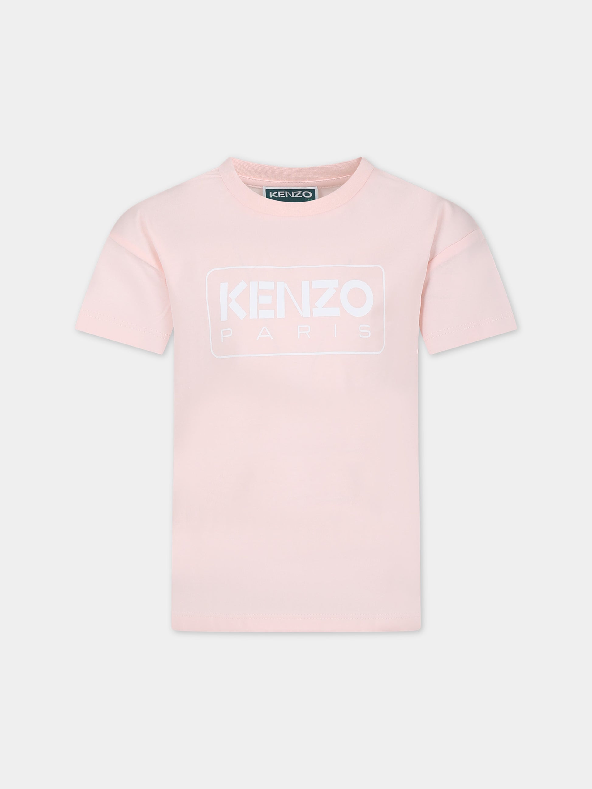 T-shirt rosa per bambina con logo,Kenzo Kids,K60251 46T