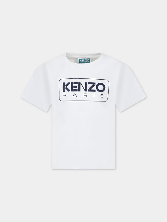 T-shirt avorio per bambini con logo,Kenzo Kids,K60340 12P