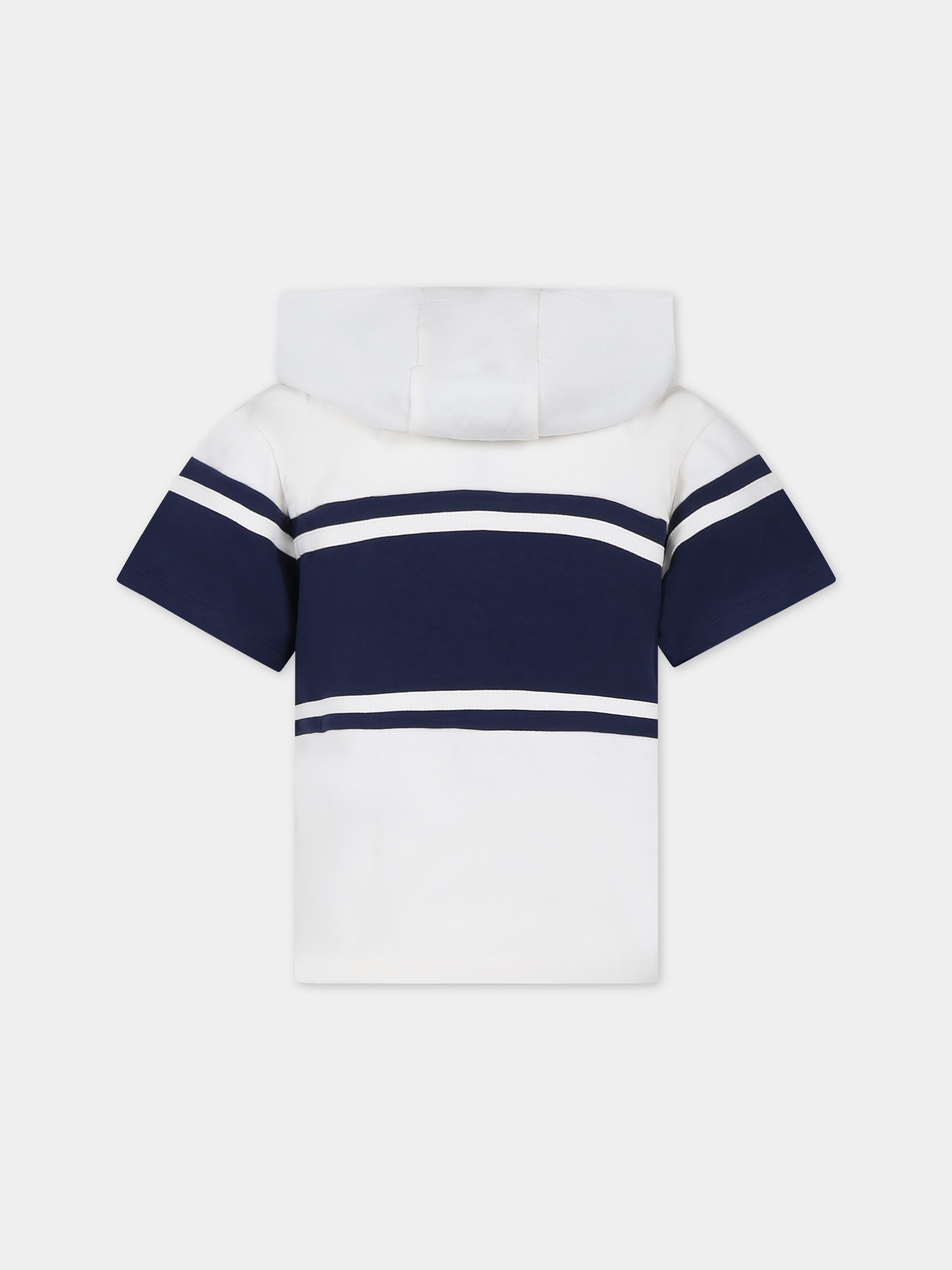 T-shirt bianca per bambino con cappuccio e logo,Kenzo Kids,K60346 121