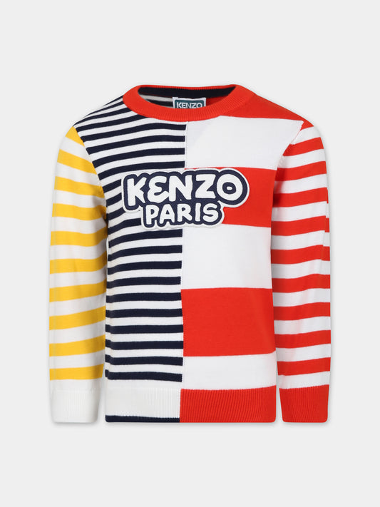 Maglione multicolor per bambino con logo,Kenzo Kids,K60363 99A