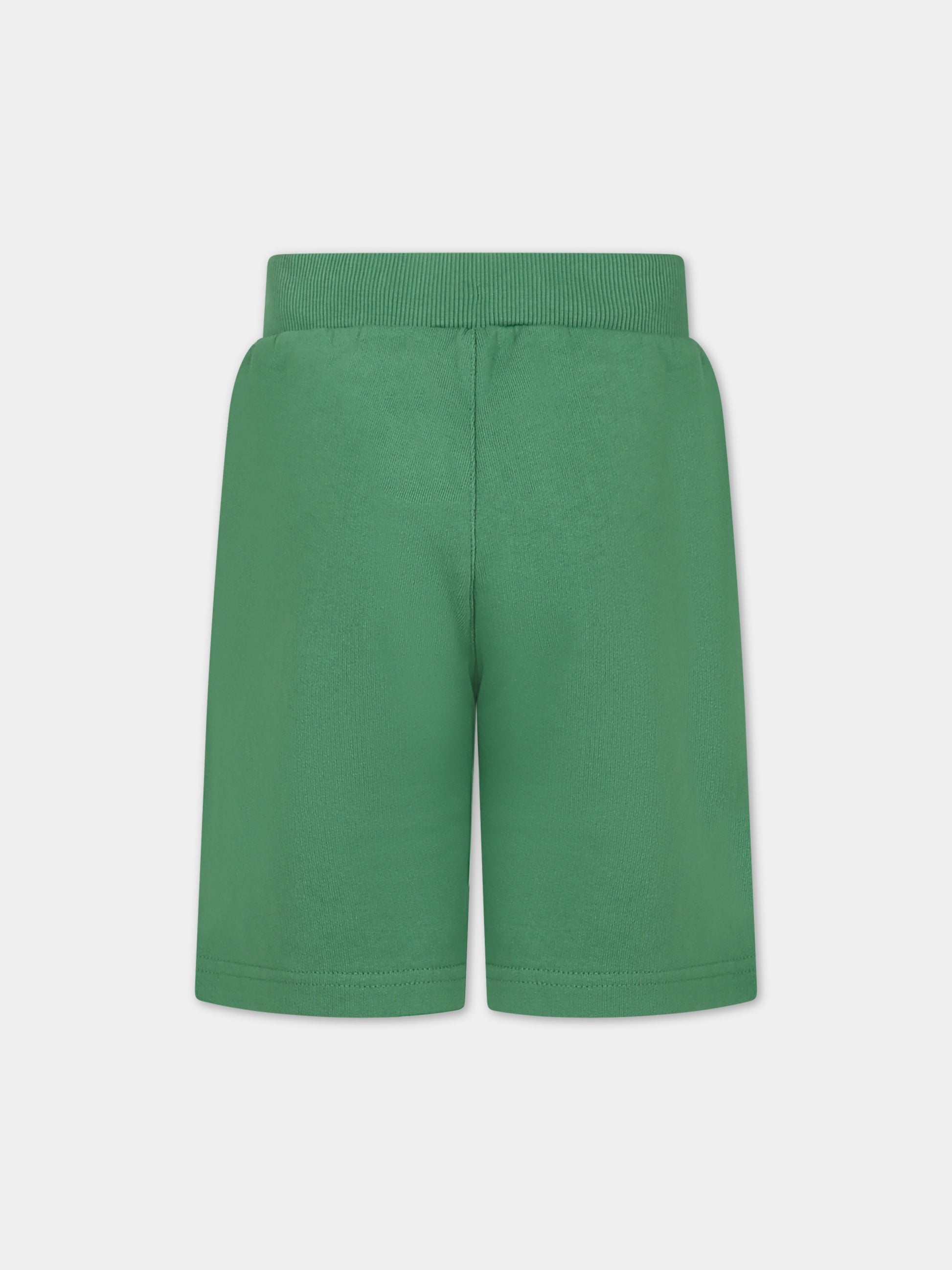 Shorts verdi per bambino con stampa logo,Kenzo Kids,K60305 66F