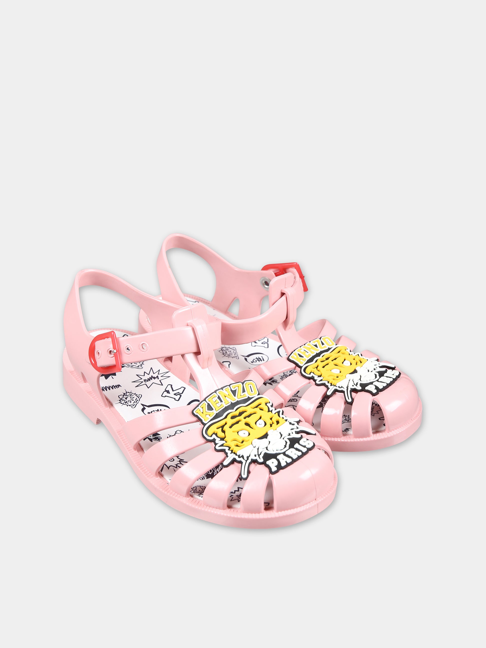 Ragnetti rosa per bambina con tigre,Kenzo Kids,K60081 43G