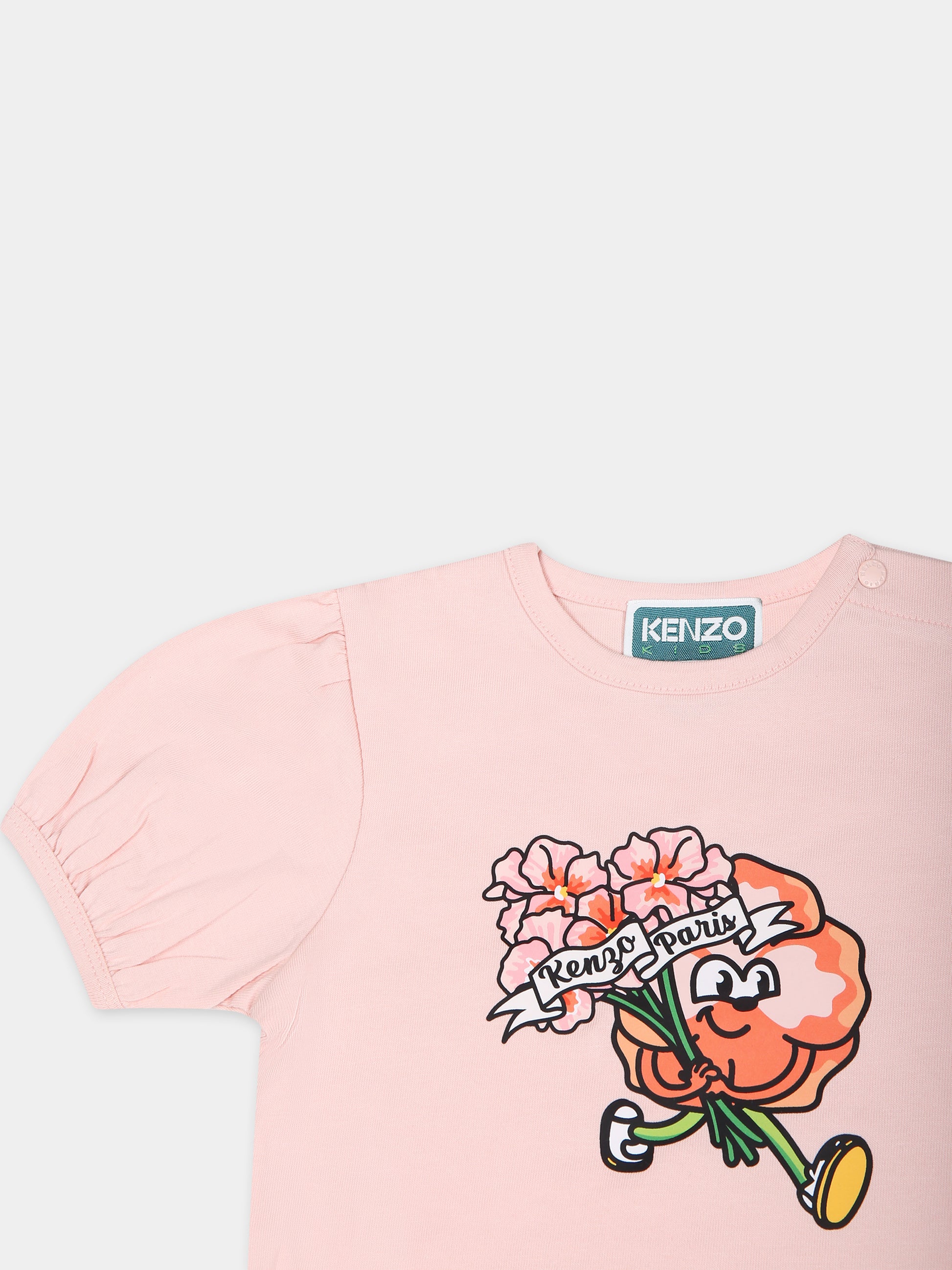 Completo rosa per neonata con papavero e ricamo,Kenzo Kids,K60103 N20