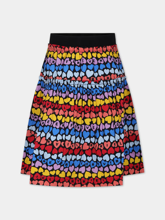 Gonna multicolor per bambina con cuori all-over,Sonia Rykiel Paris,A00157 Z41