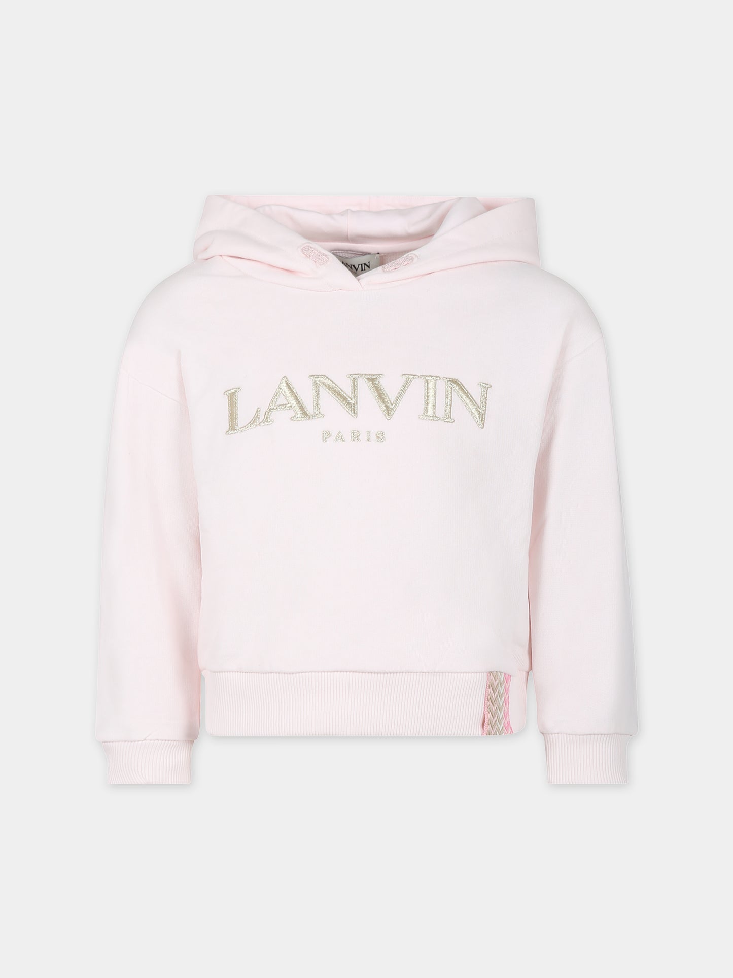 Felpa rosa con cappuccio per bambina con logo,Lanvin Petite,N30021 45N