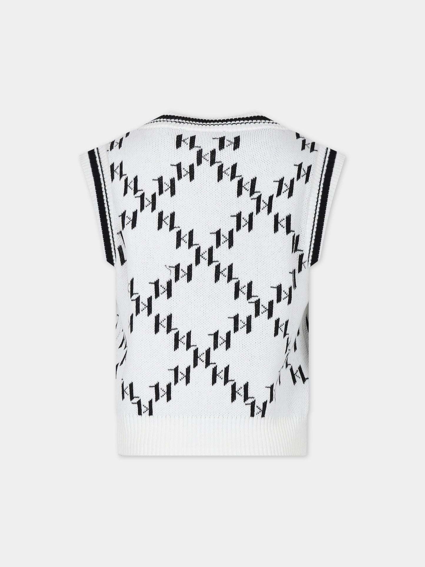 Gilet bianco con stampa grafica K/IKonik all-over,Karl Lagerfeld Kids,Z30057 N70