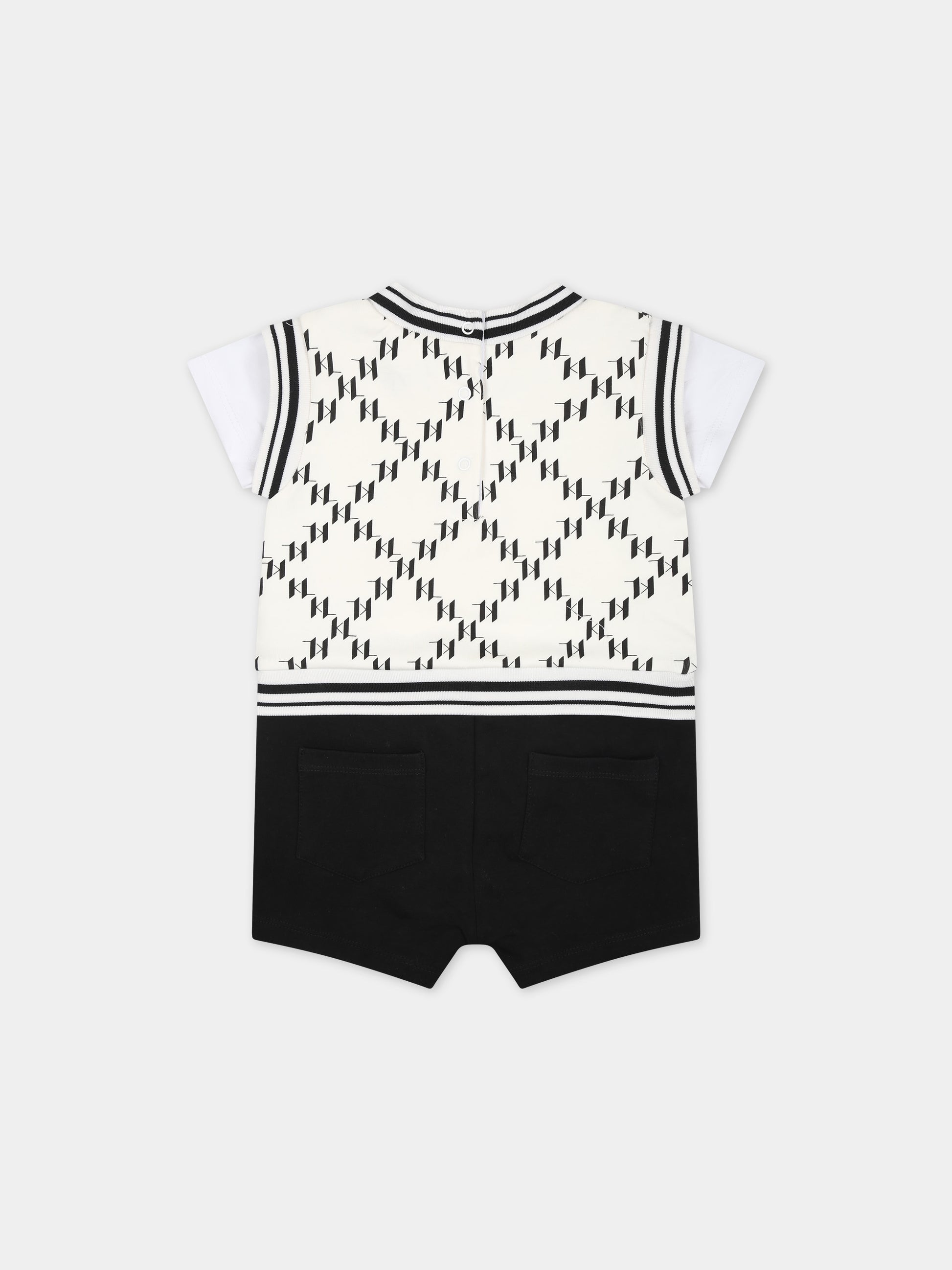 Pagliaccetto multicolor per neonato con stampa grafica K/IKoniK all-over,Karl Lagerfeld Kids,Z30128 N70