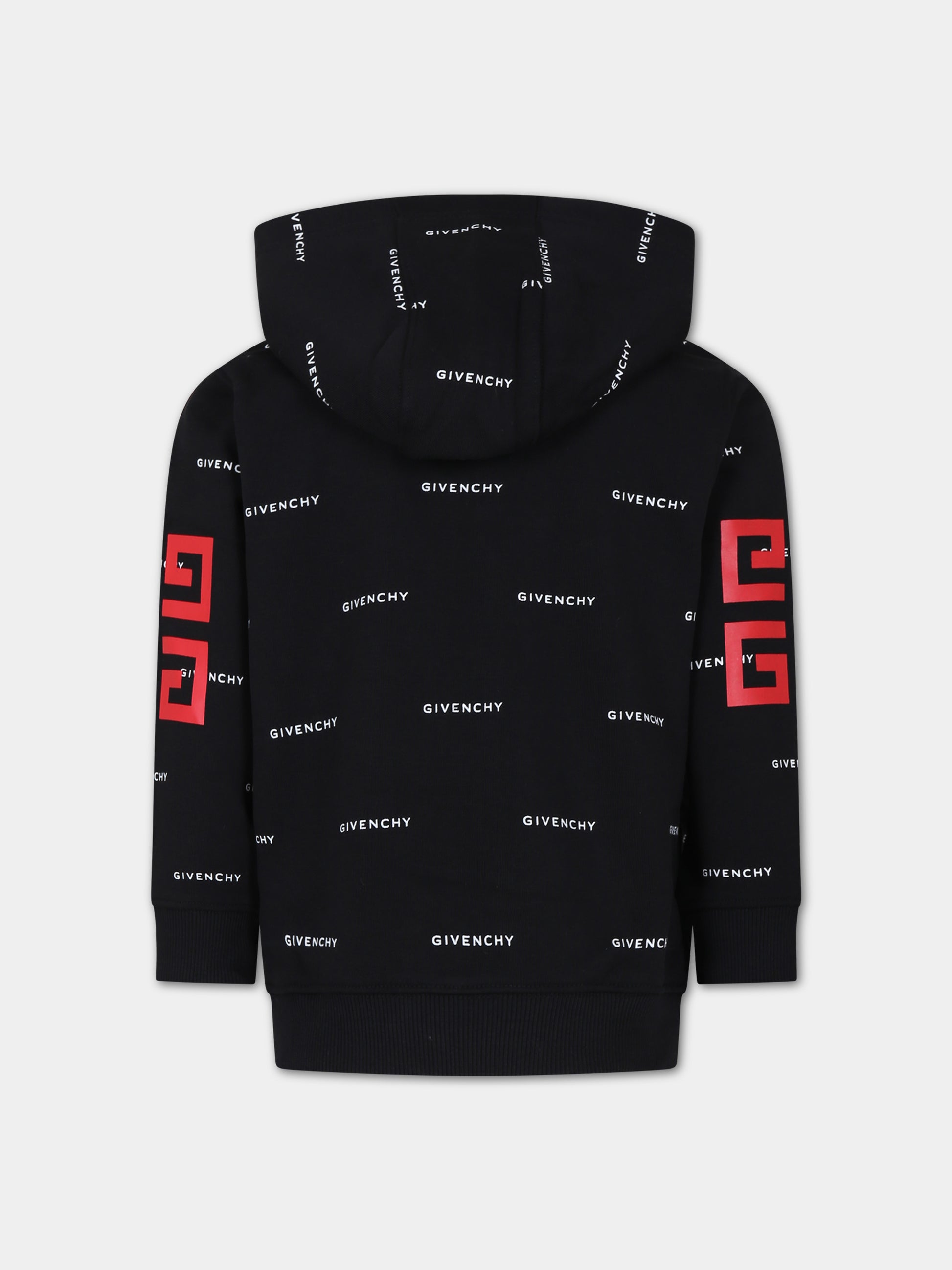 Felpa con cappuccio nera per bambino con logo,Givenchy Kids,H30109 M41