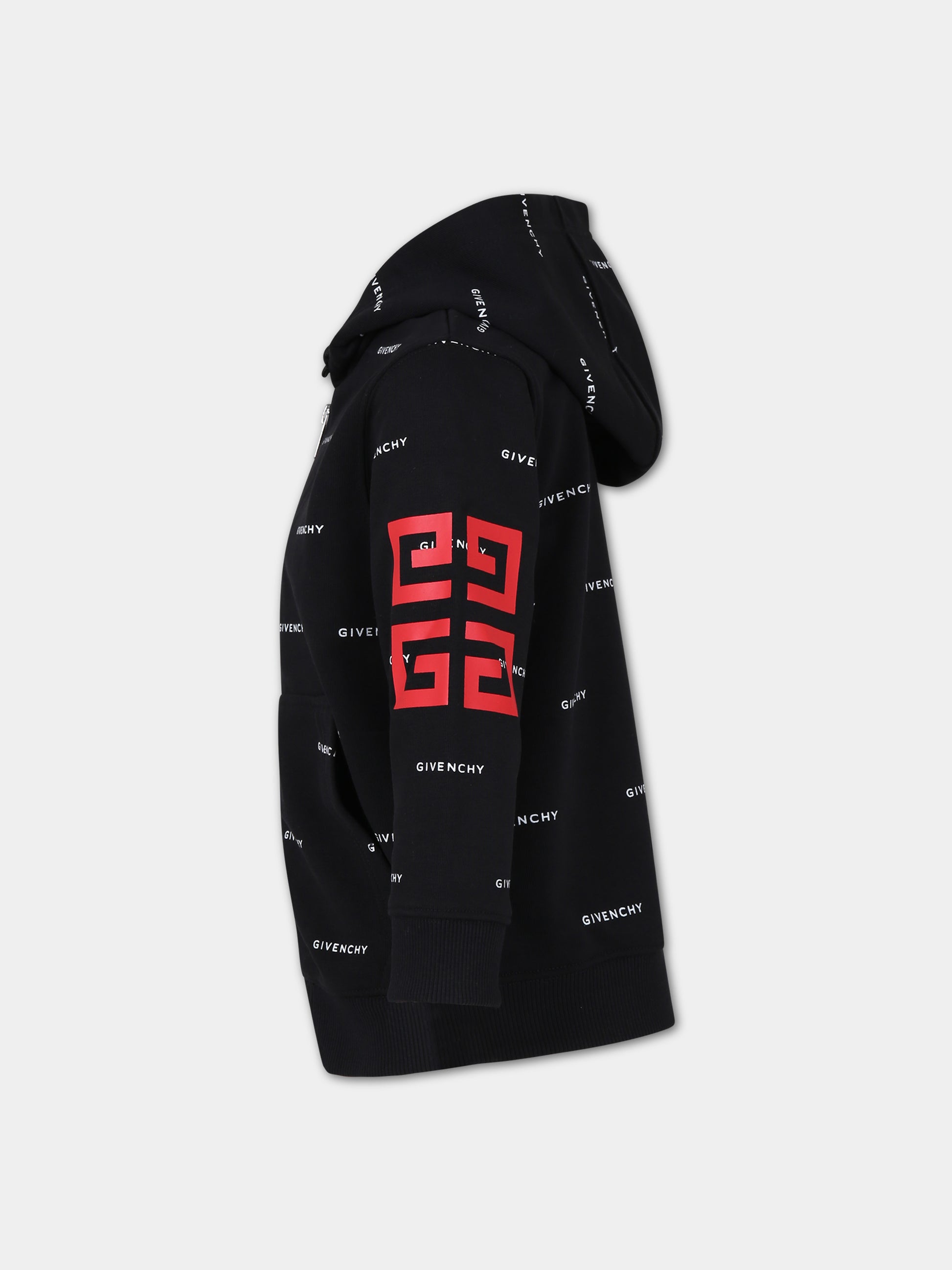 Felpa con cappuccio nera per bambino con logo,Givenchy Kids,H30109 M41