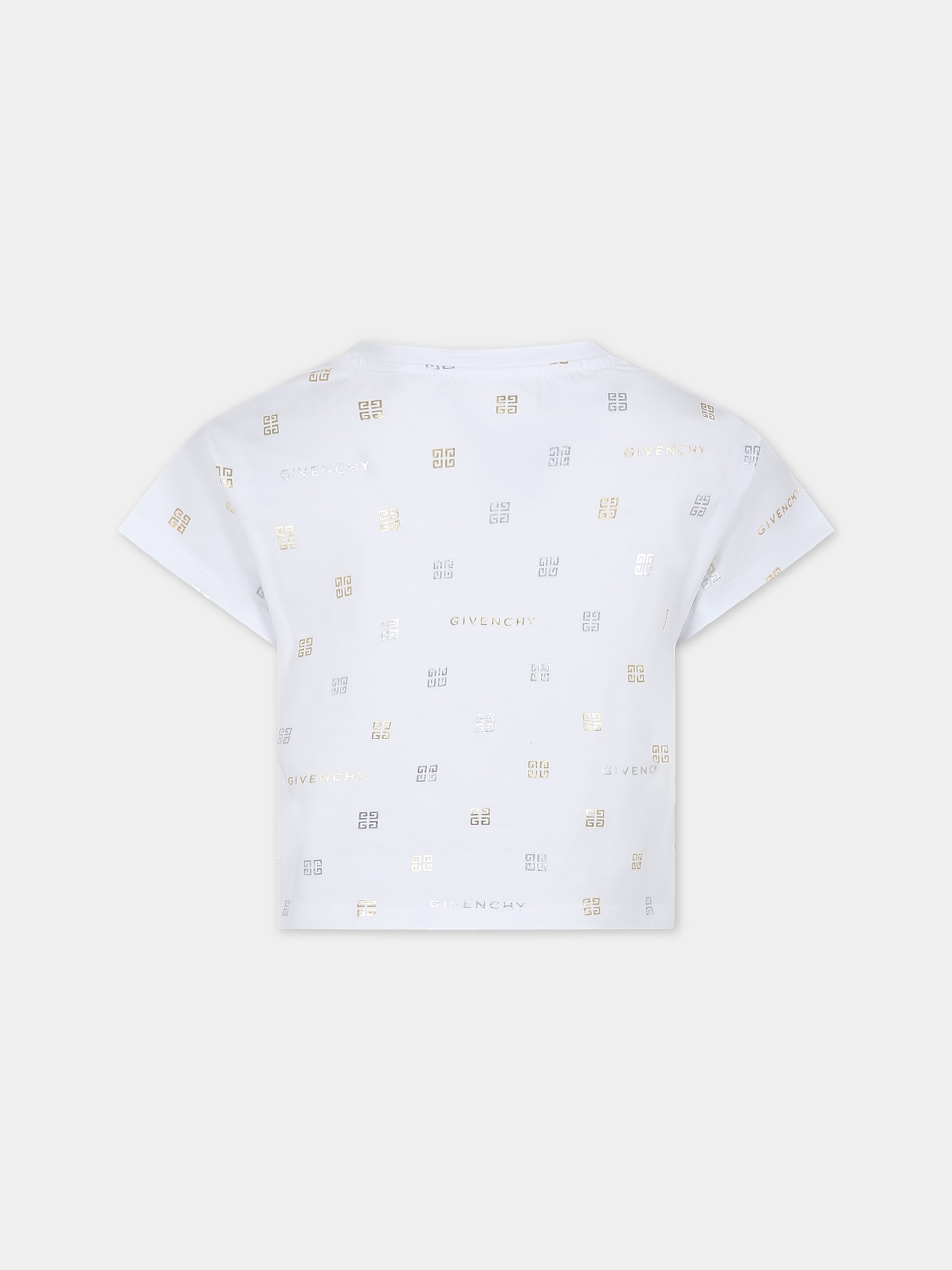 T-shirt bianca per bambina con motivo 4G all-over,Givenchy Kids,H30076 10P