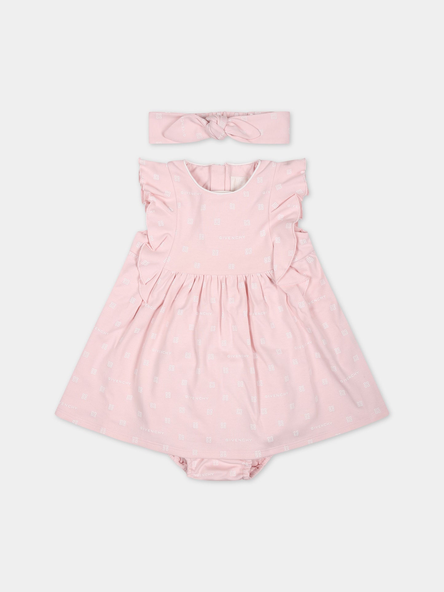 Set rosa per neonata con 4G all-over,Givenchy Kids,H30240 44Z