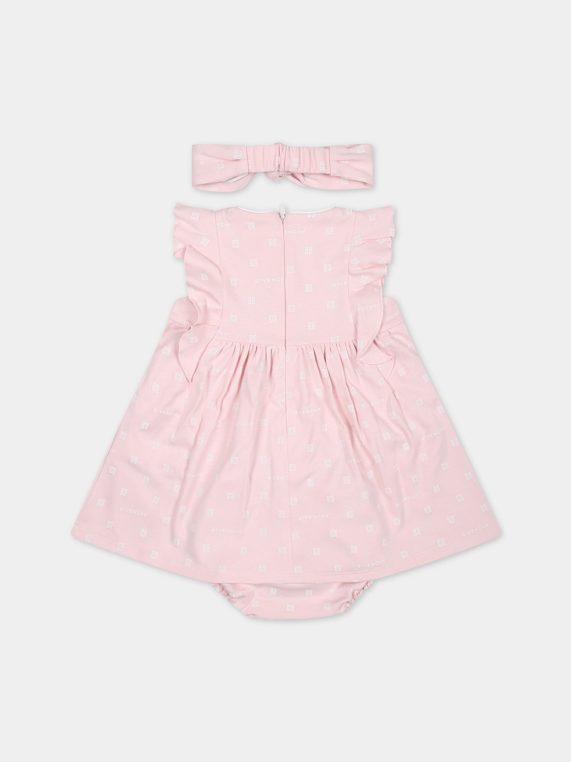 Set rosa per neonata con 4G all-over,Givenchy Kids,H30240 44Z