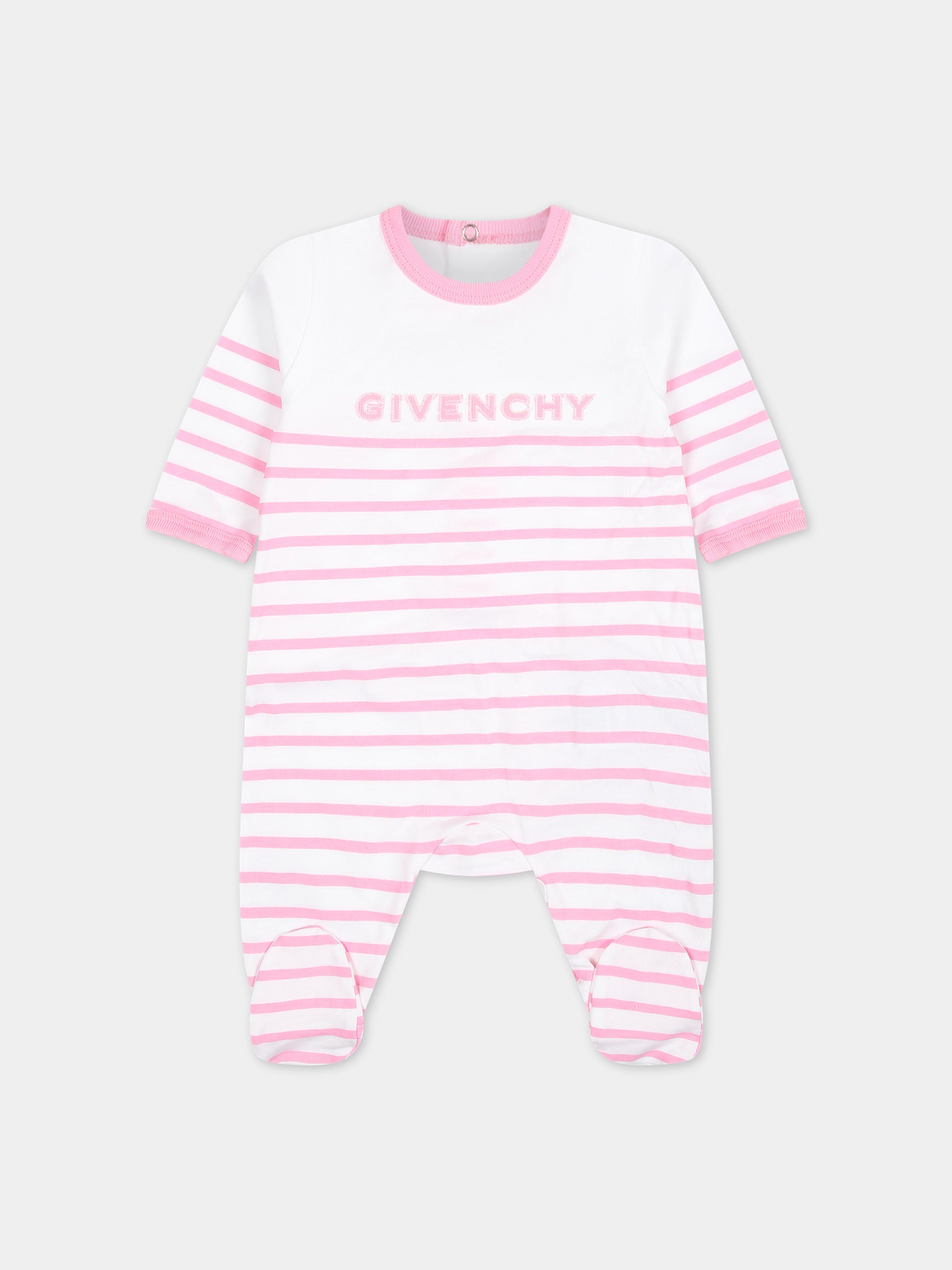 Set rosa per neonata con righe  logo,Givenchy Kids,H30291 465