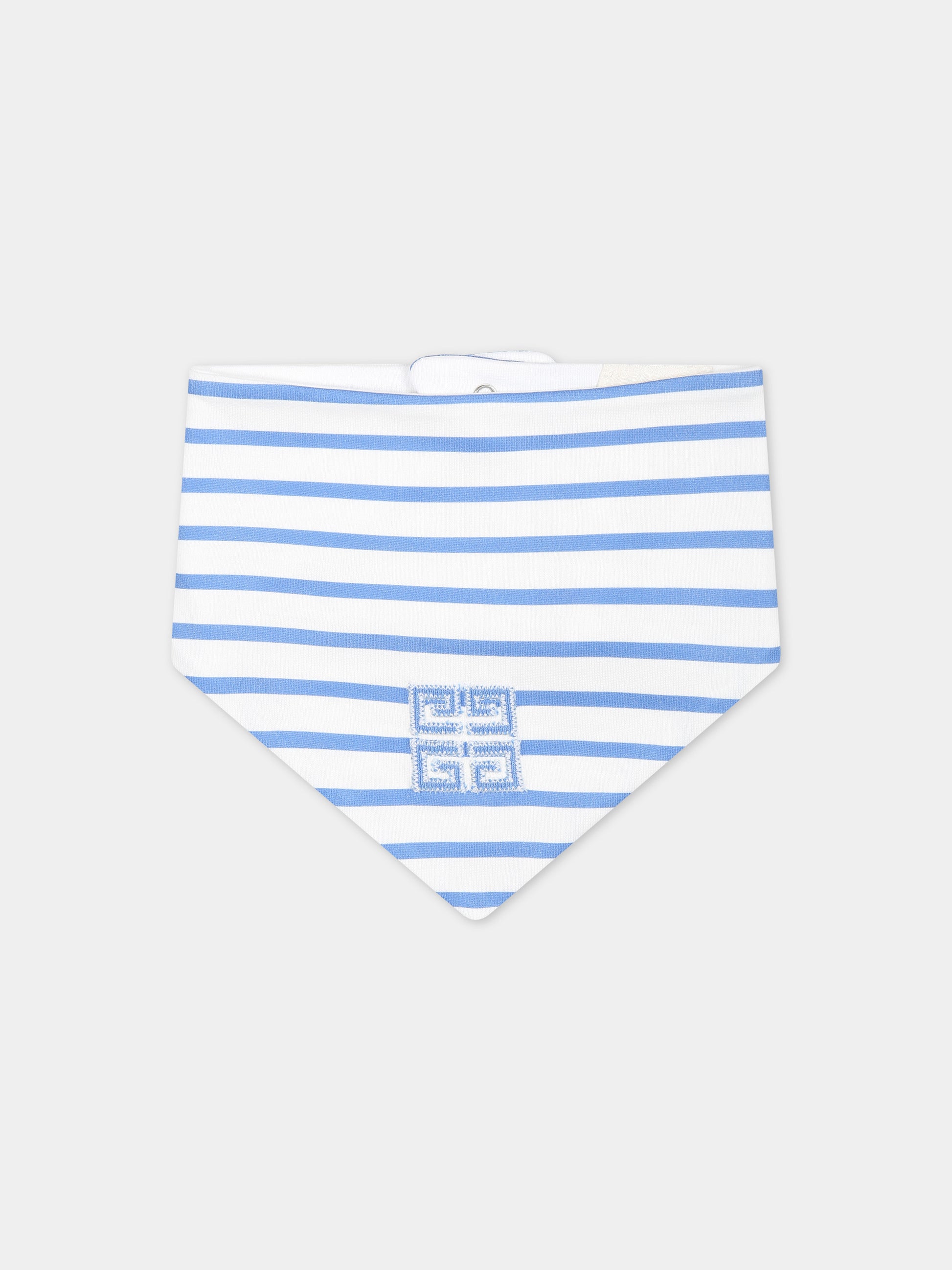 Pagliaccetto celeste per neonato con righe e logo,Givenchy Kids,H30235 824