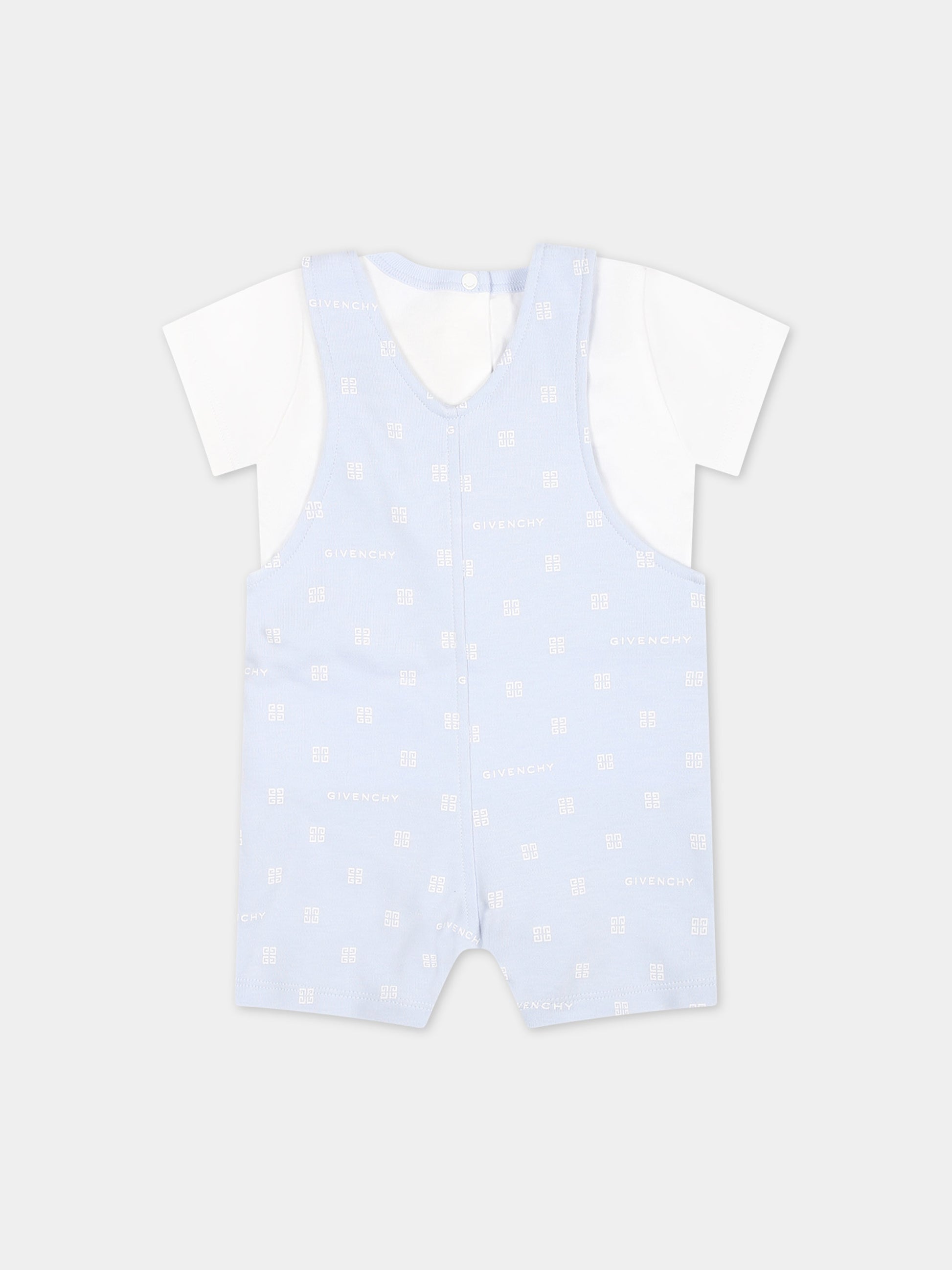 Pagliaccetto celeste per neonato con logo,Givenchy Kids,H30236 771