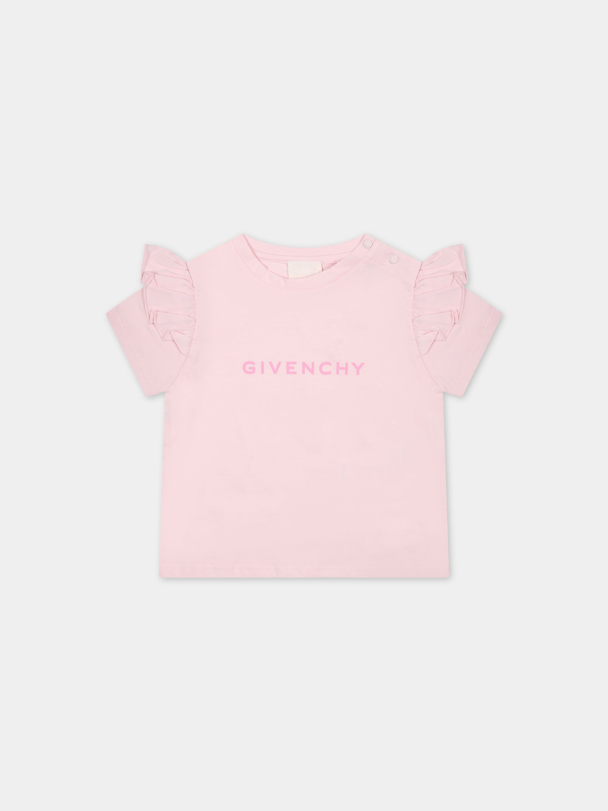 T-shirt rosa per neonata con logo,Givenchy Kids,H30196 44Z