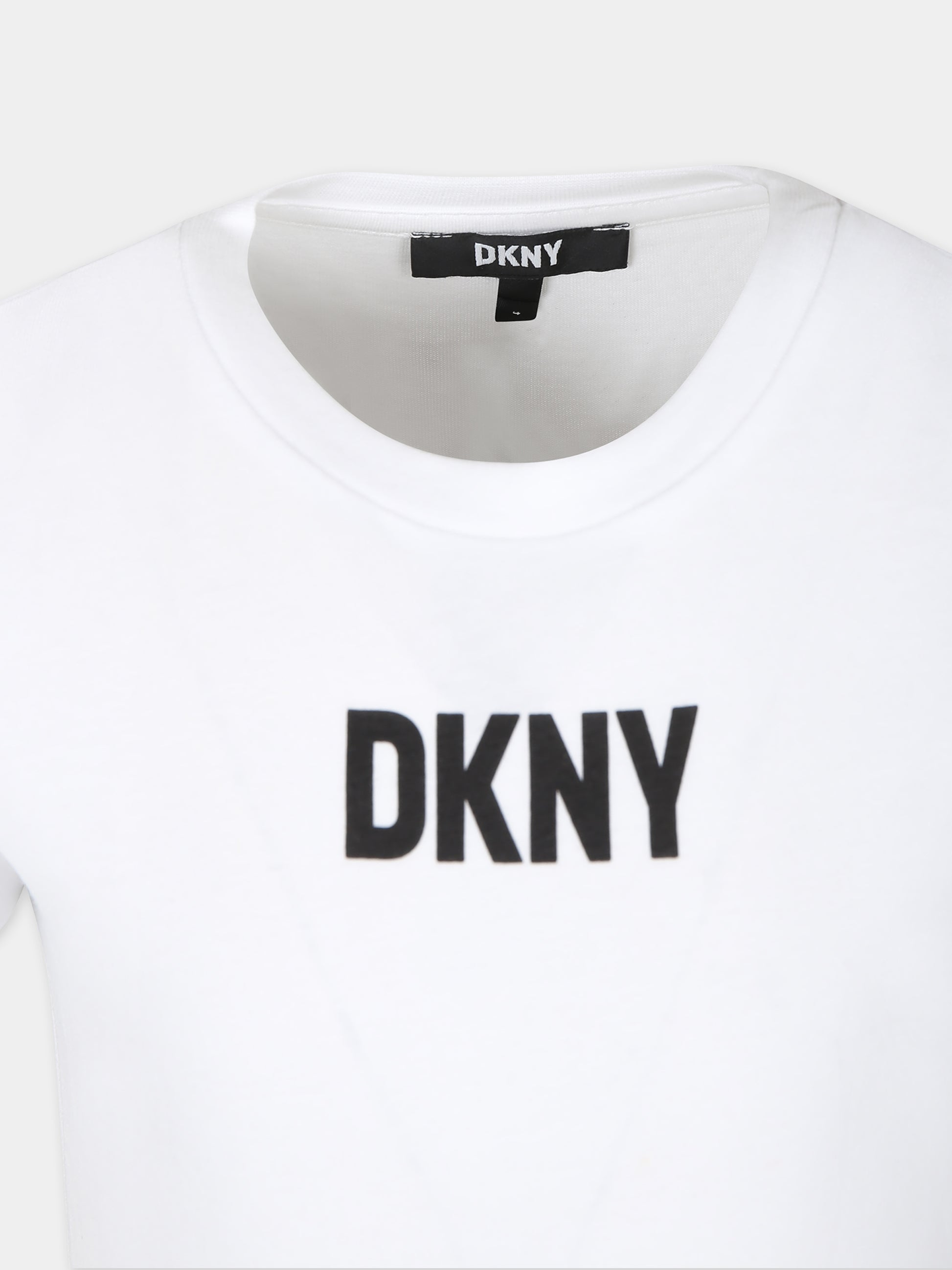 T-shirt bianca per bambini con logo,Dkny,D60023 10P