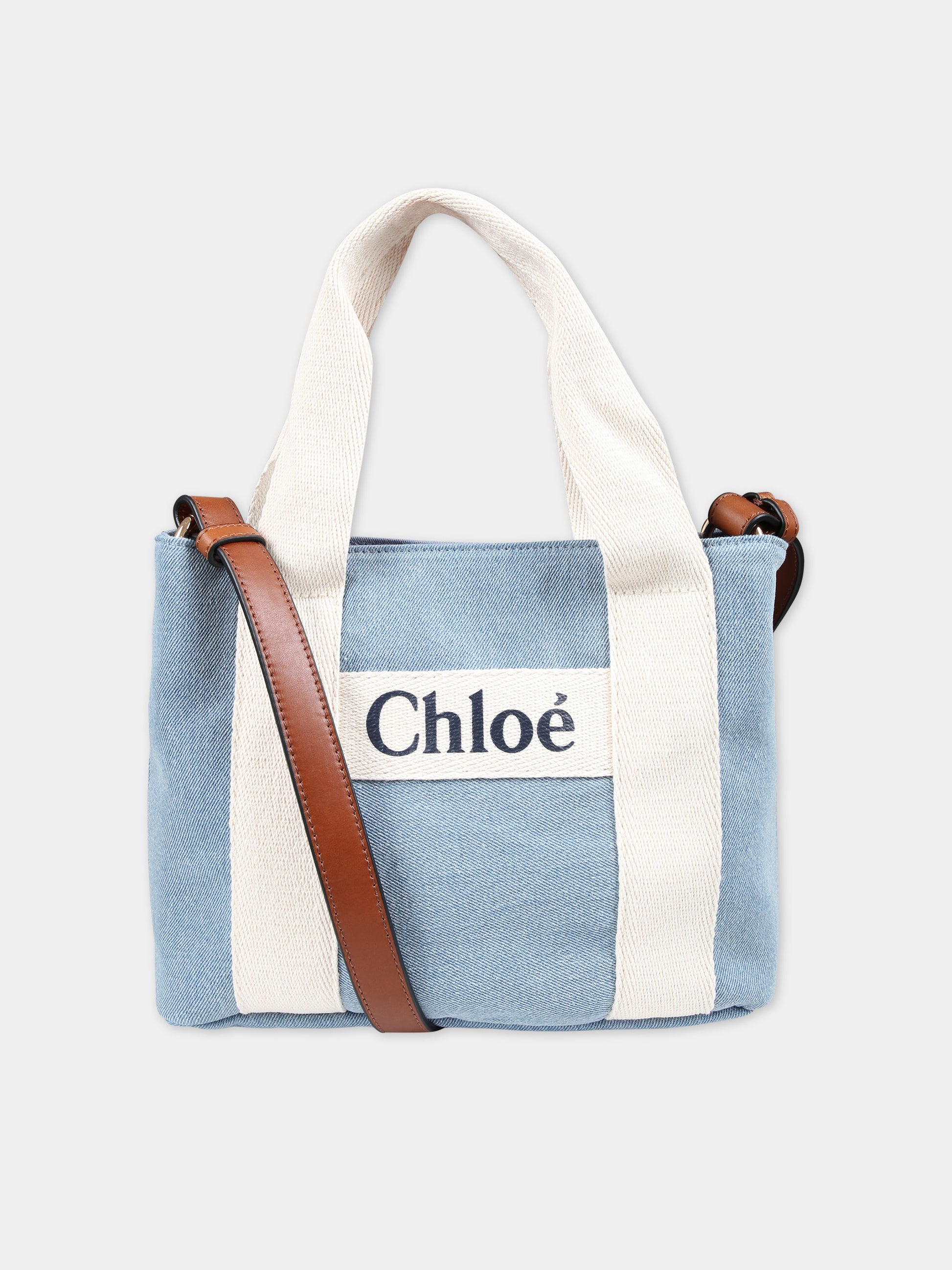 Borsa in denim per bambina con logo,Chloé Kids,C20046 Z10