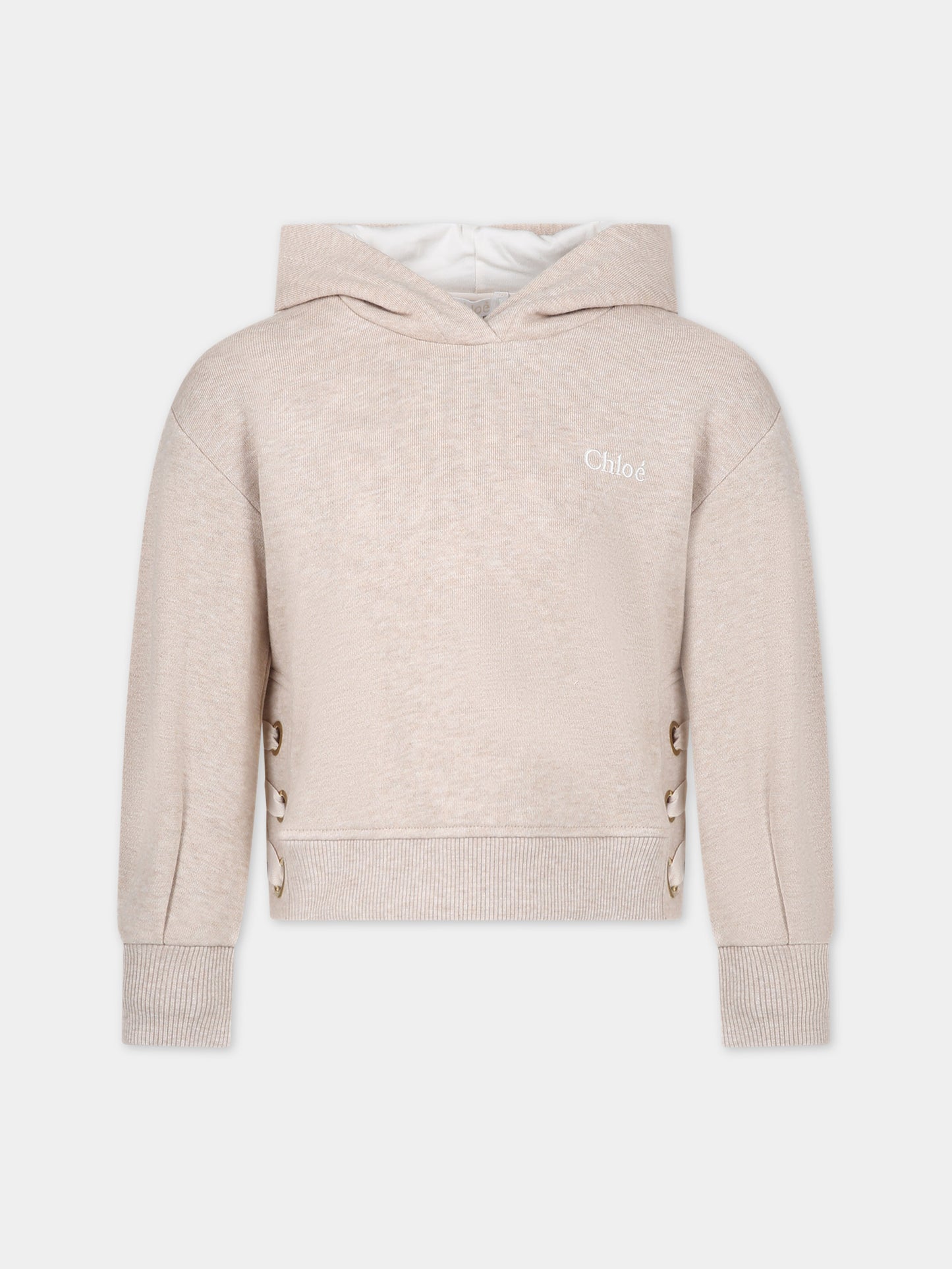 Felpa beige per bambina con logo,Chloé Kids,C20107 C03