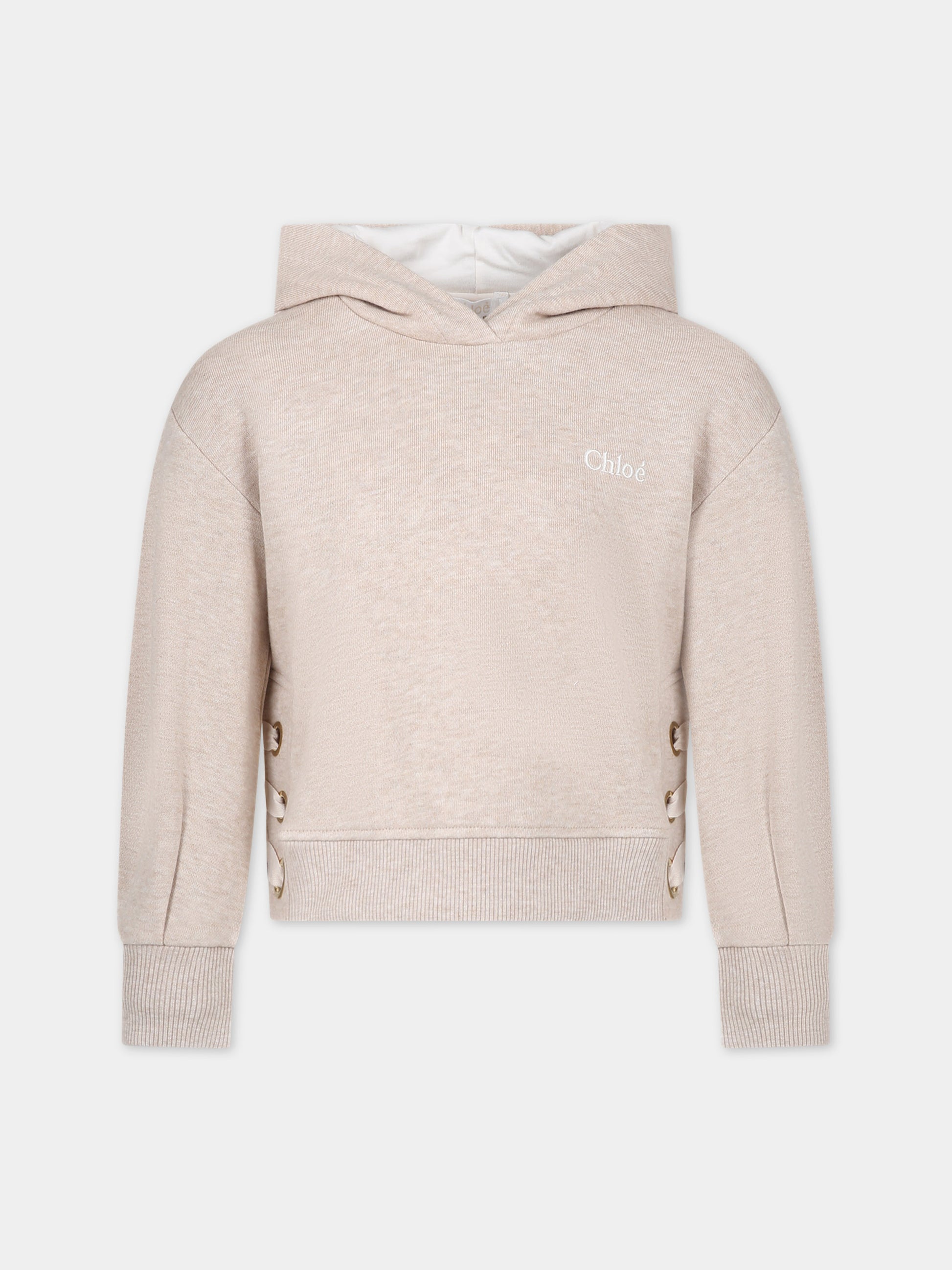 Felpa beige per bambina con logo,Chloé Kids,C20107 C03