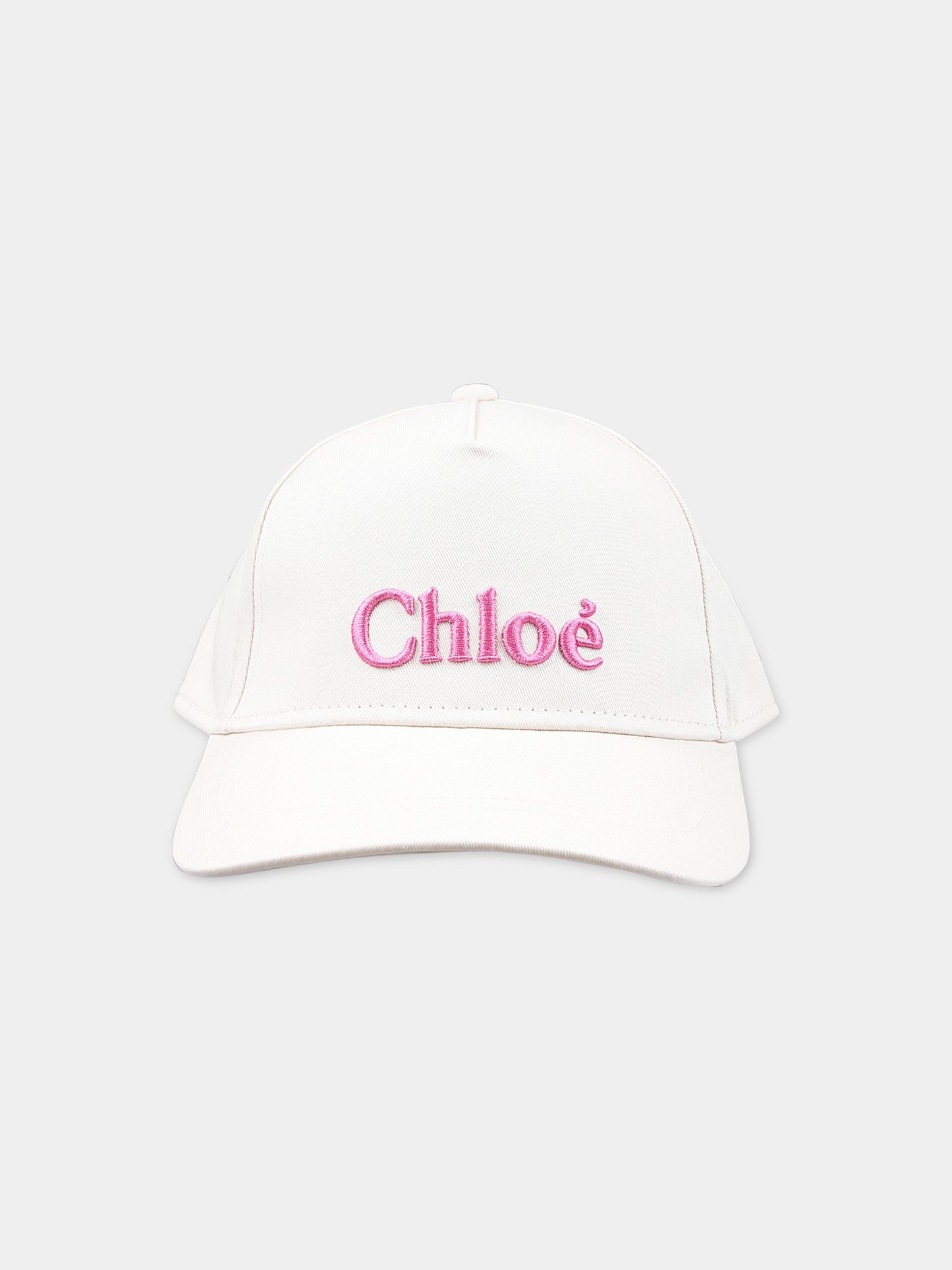 Cappello con visiera bianco per bambina con logo,Chloé Kids,C20049 117