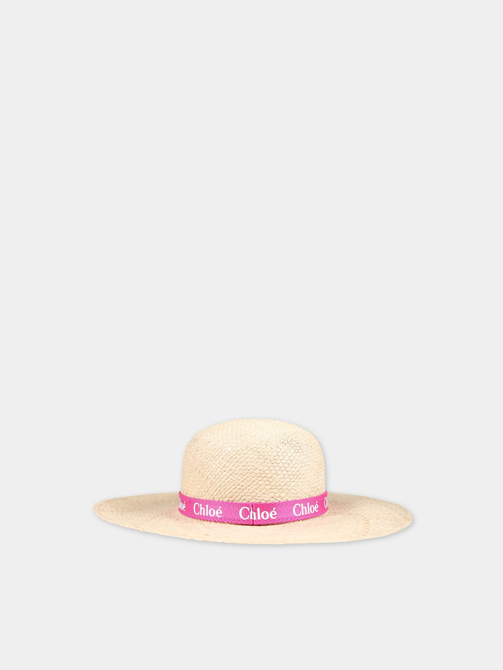 Cappello beige per bambina con logo,Chloé Kids,C20050 S01