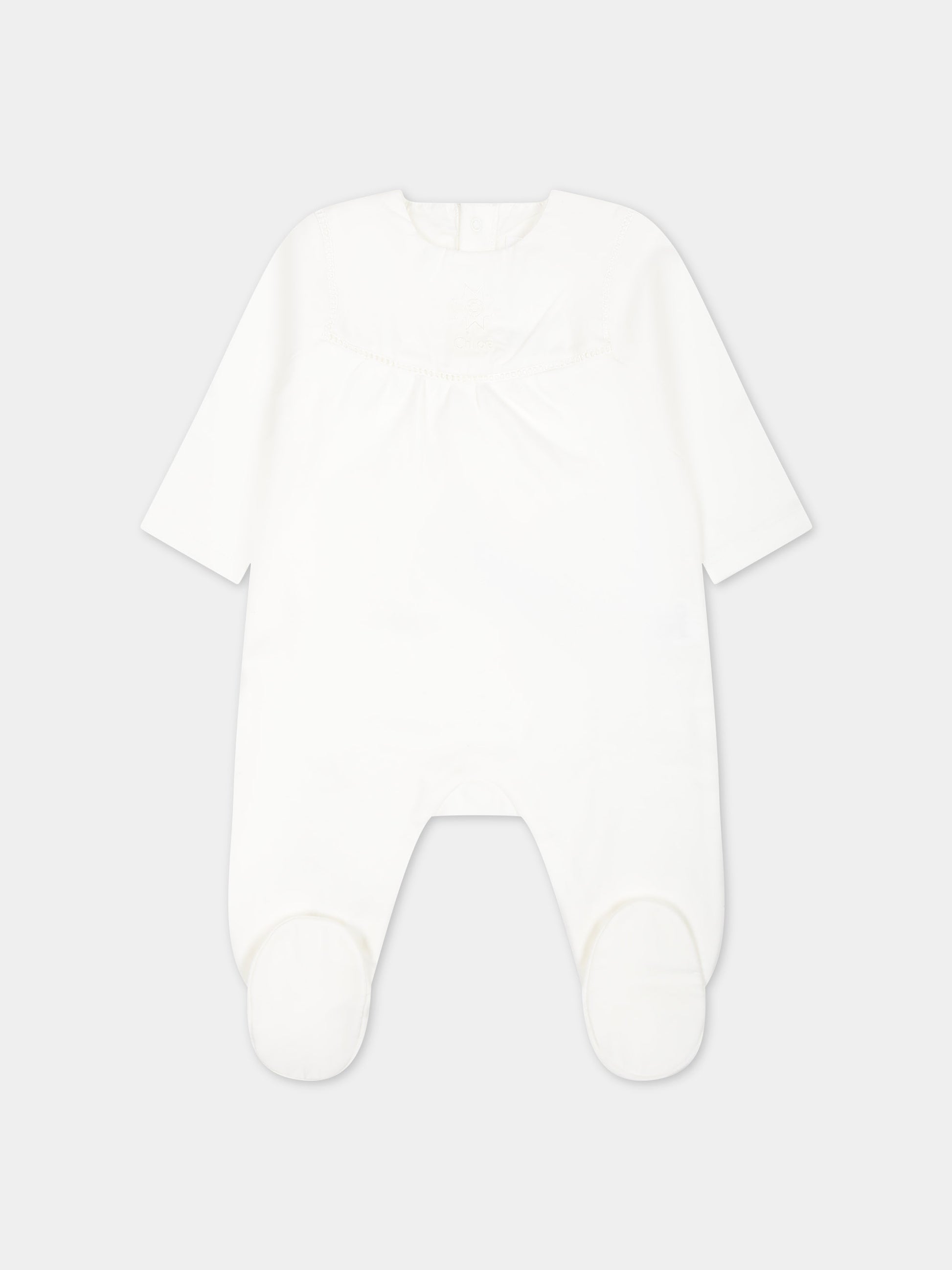 Set bianco per neonata con logo,Chloé Kids,C20166 117