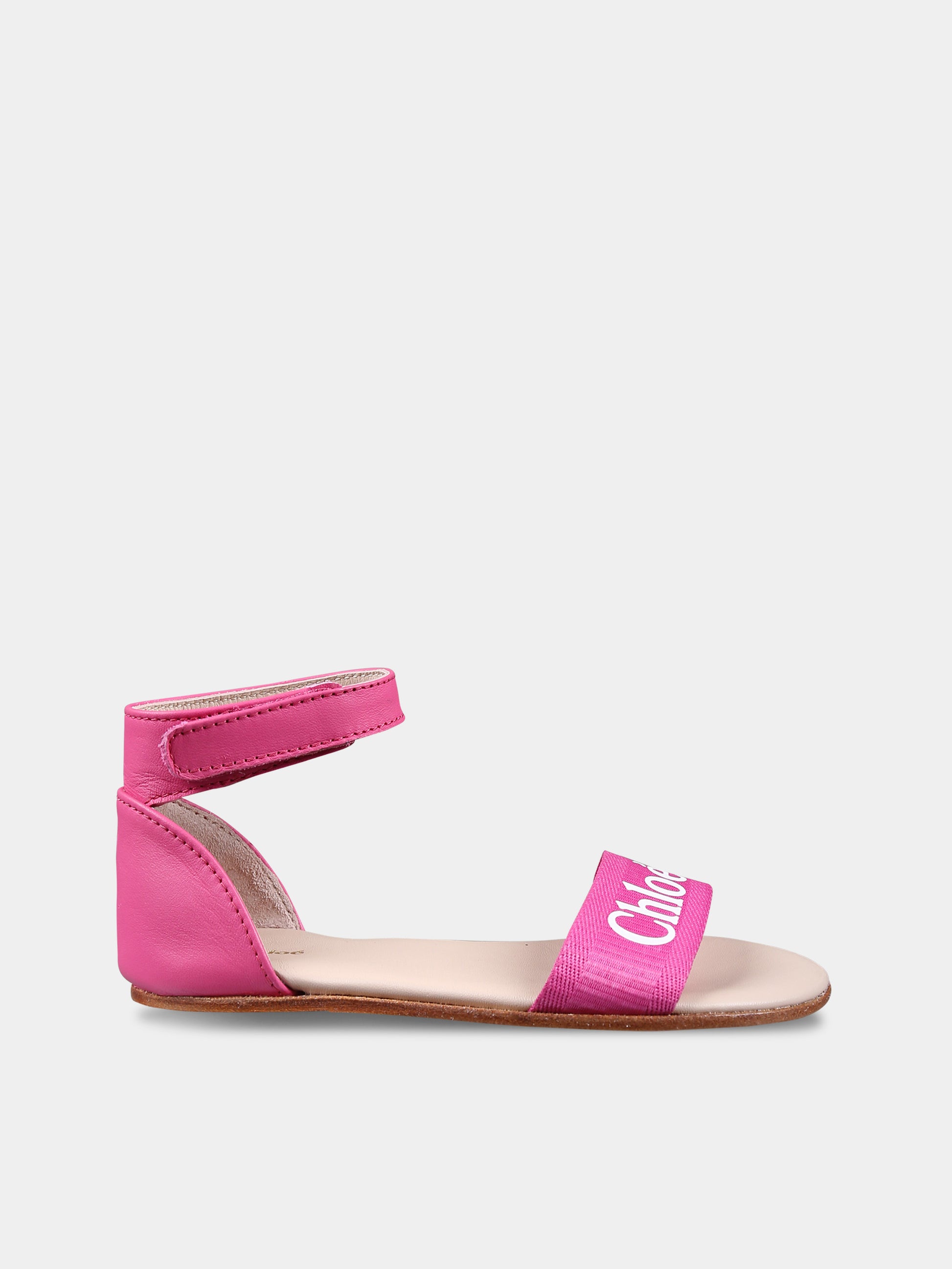 Sandali fucsia per bambina con logo,Chloé Kids,C20036 49L