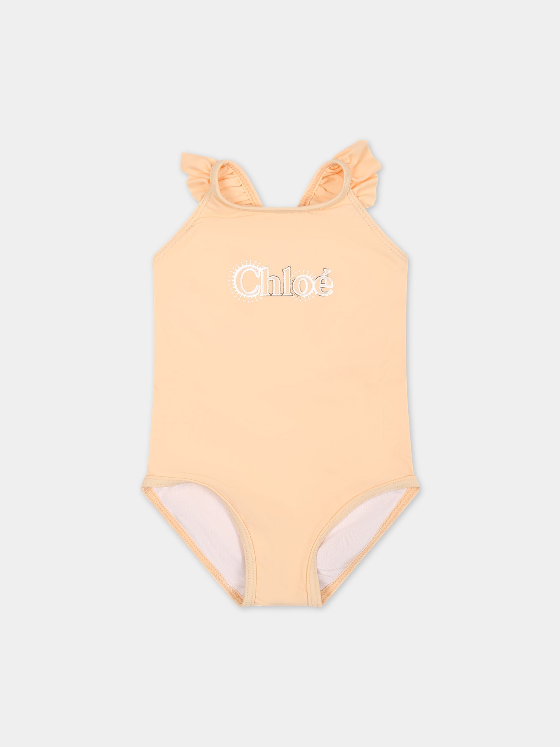 Costume intero rosa per neonata con logo,Chloé Kids,C20182 45F