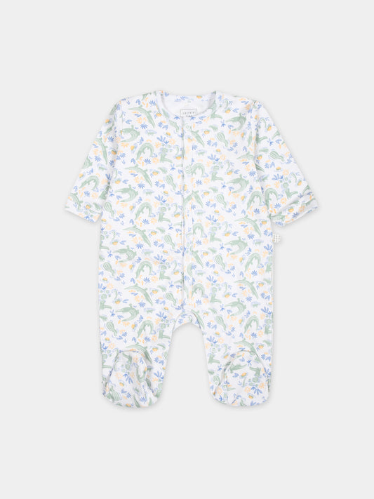 Tutina bianca per neonato con coccodrilli all-over,Carrement Beau,Y30051 10P