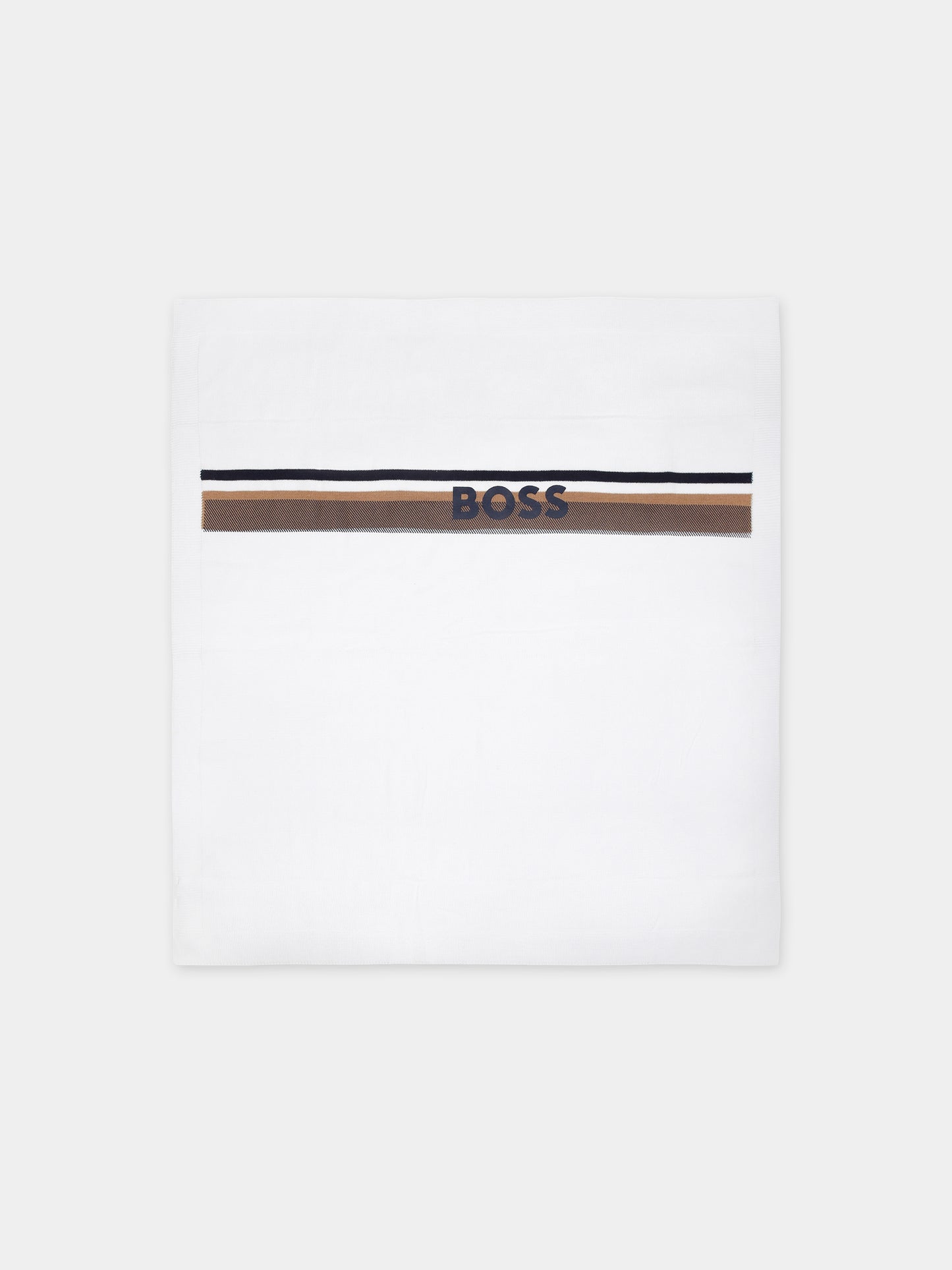 Coperta bianca per neonato con logo,Boss,J50936 10P