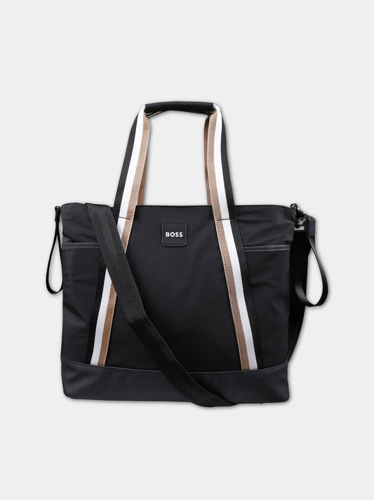 Borsa mamma nera per neonato con logo,Boss,J50938 09B