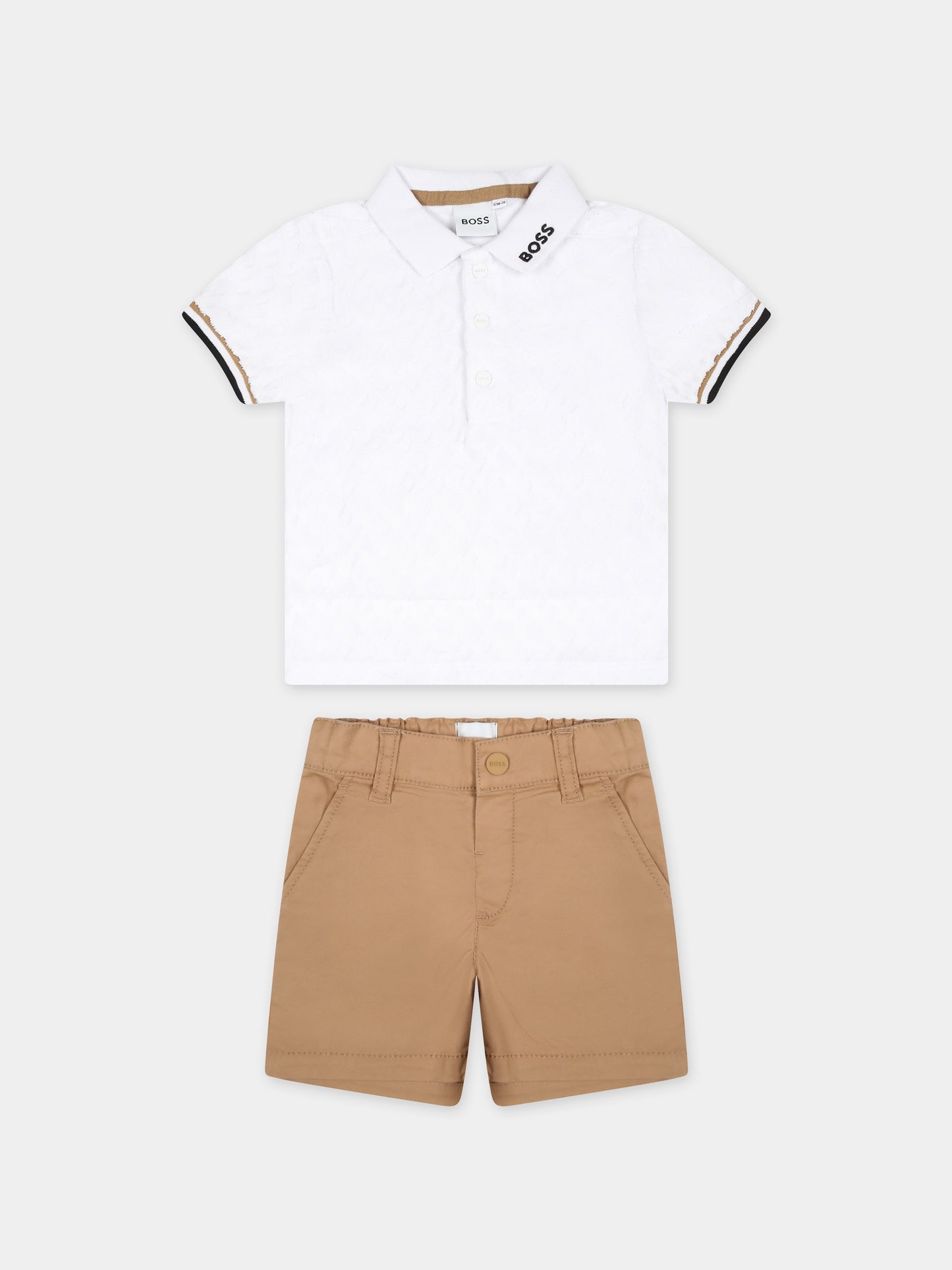 Completo bianco per neonato con logo,Boss,J50989 N03