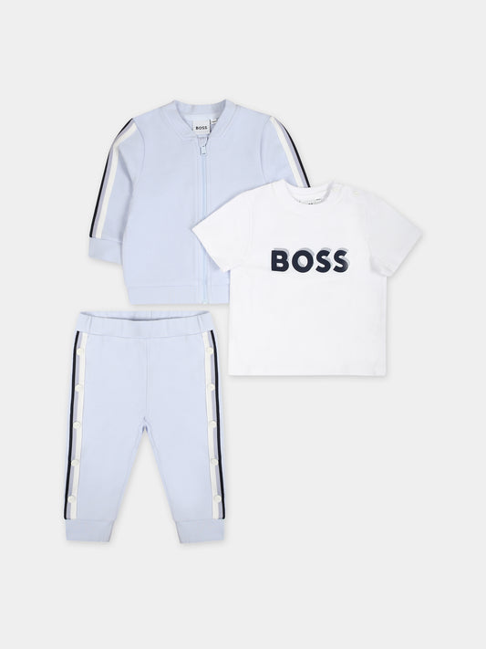 Completo sportivo celeste per neonato,Boss,J50796 771