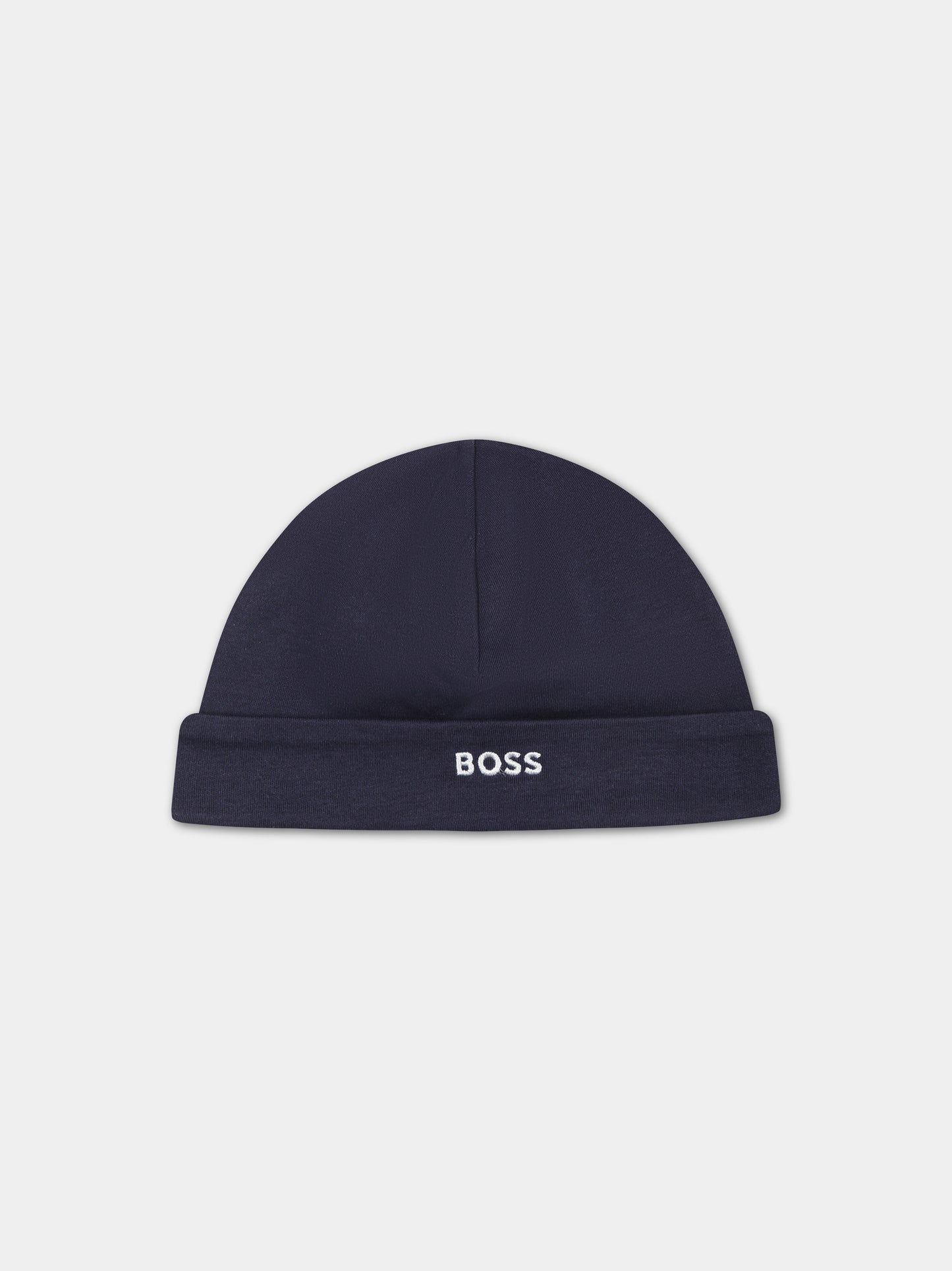 Cappello blu per neonato con logo,Boss,J50786 849