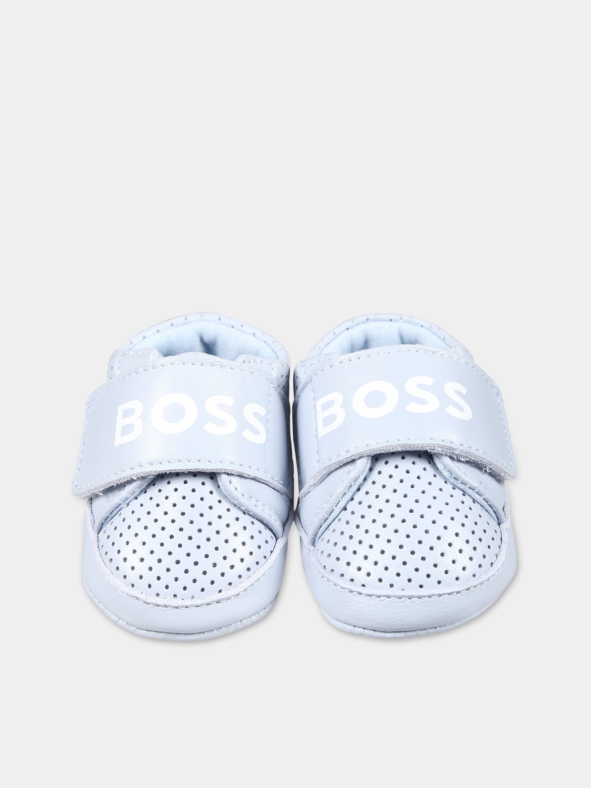 Sneakers celesti per neonato con logo,Boss,J50882 771