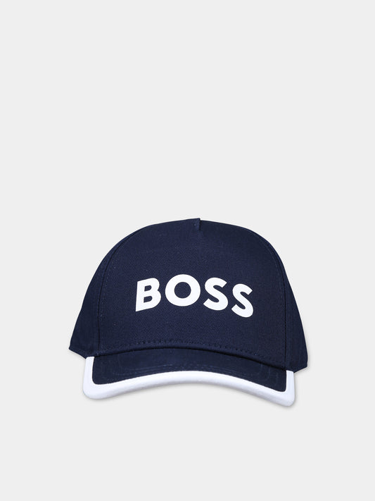 Cappello con visiera blu per neonato con logo,Boss,J50977 849