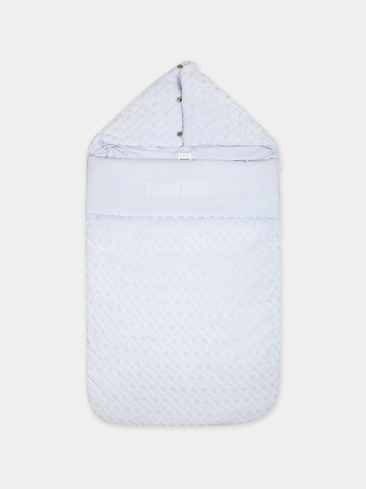 Sacco nanna celeste per neonato con logo,Boss,J50807 771