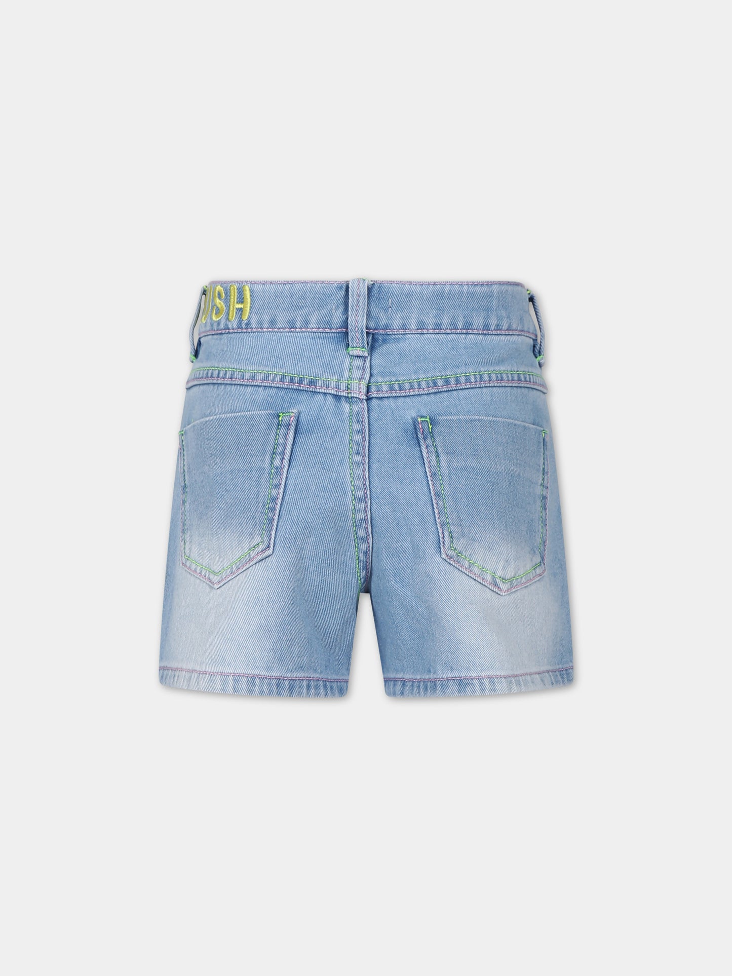 Shorts in denim per bambina con ricami all-over,Billieblush,U20109 Z18