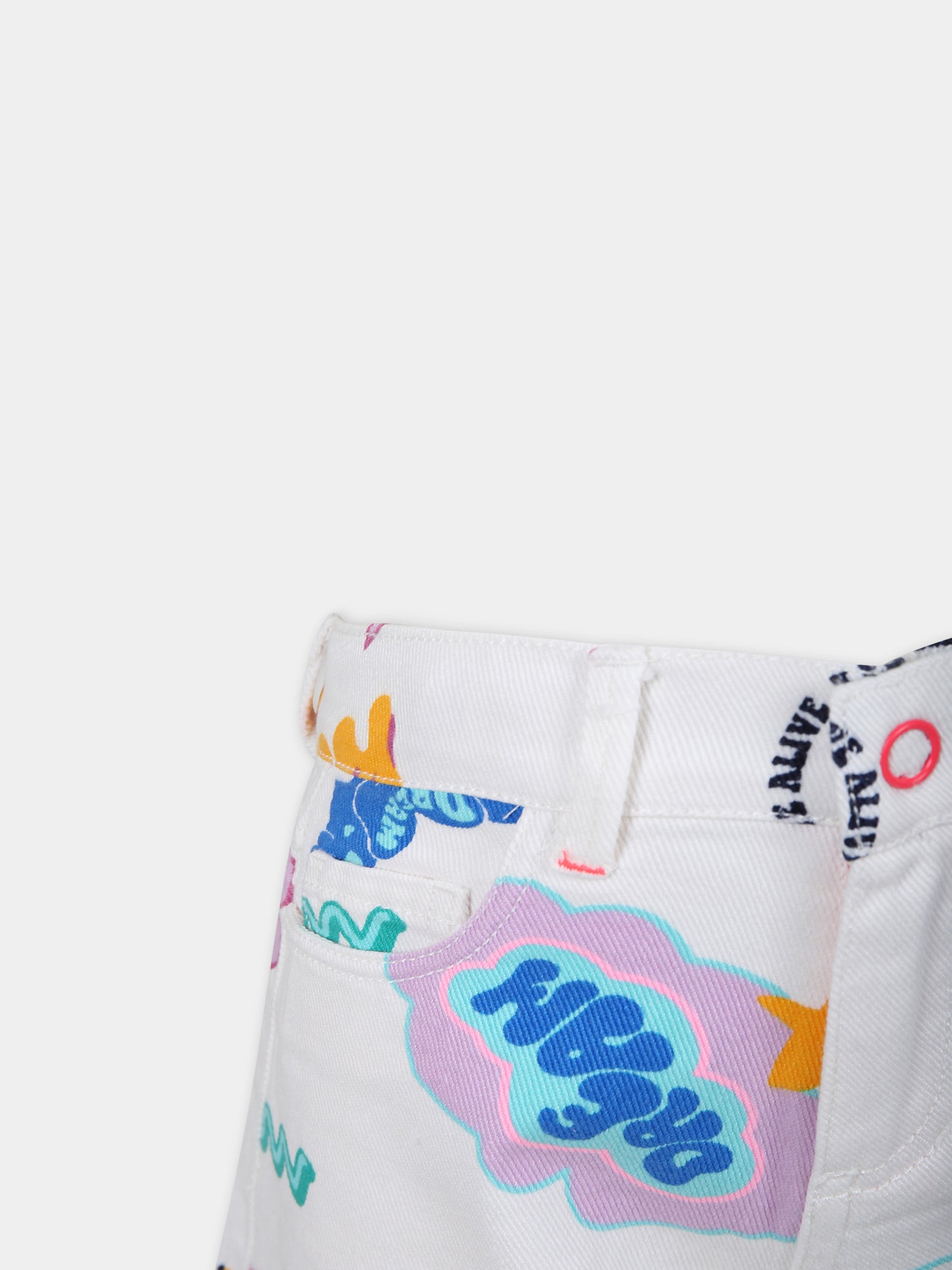 Shorts bianco per bambina con fantasia multicolor,Billieblush,U20116 Z41