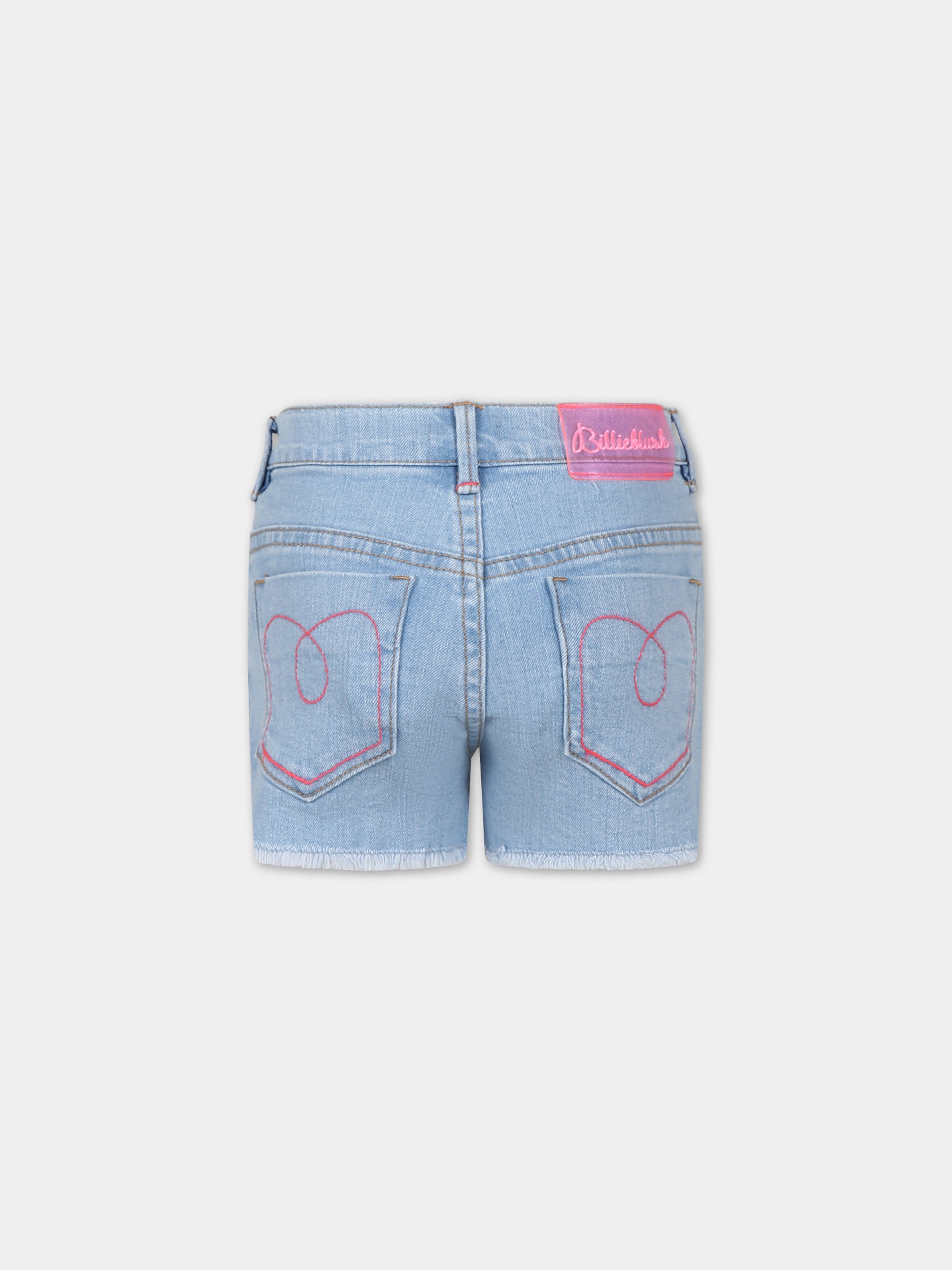 Shorts denim per bambina con patch di paillettes,Billieblush,U20108 Z18