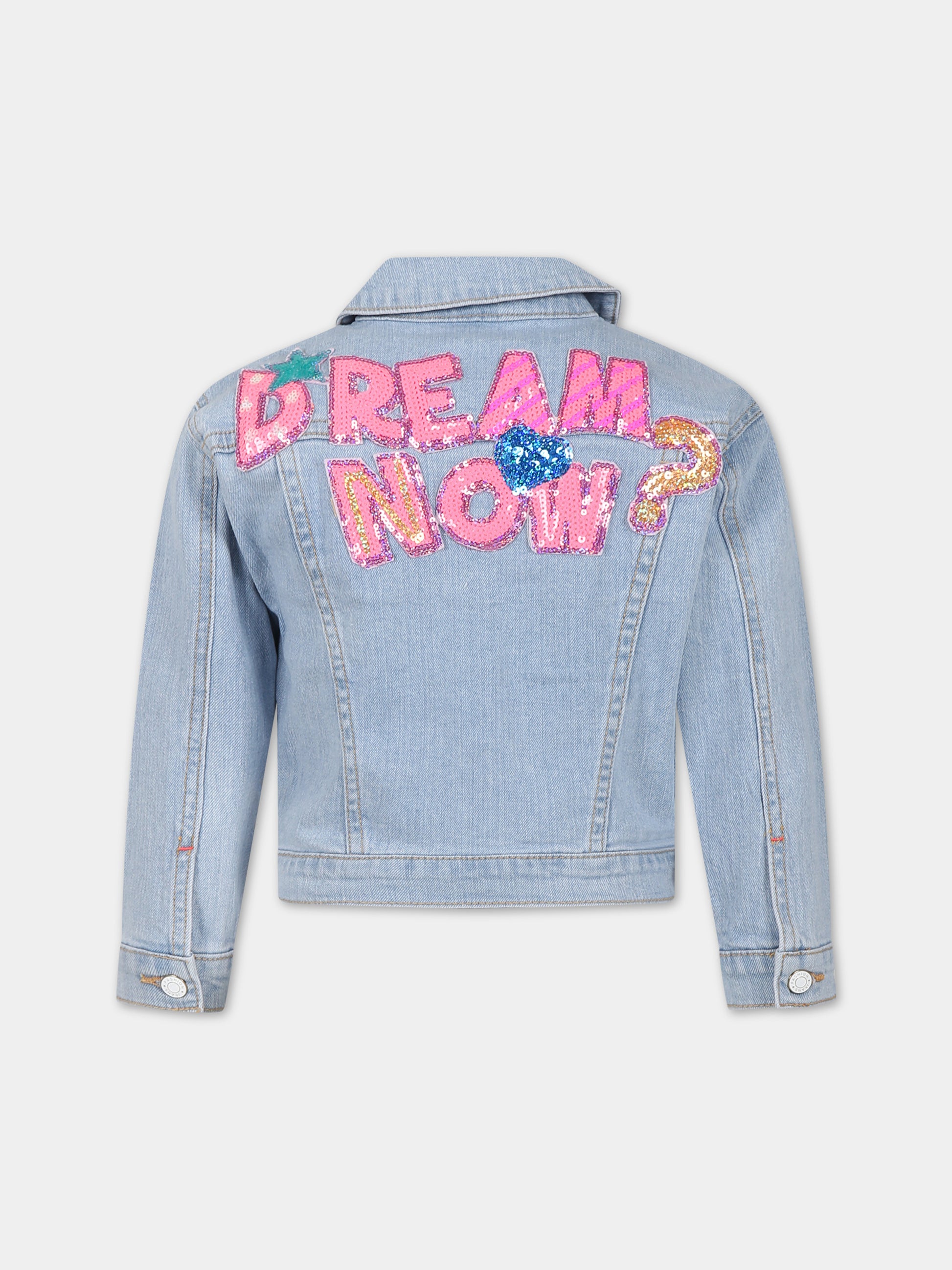 Gonna denim per bambina con patch di paillettes,Billieblush,U20145 Z18