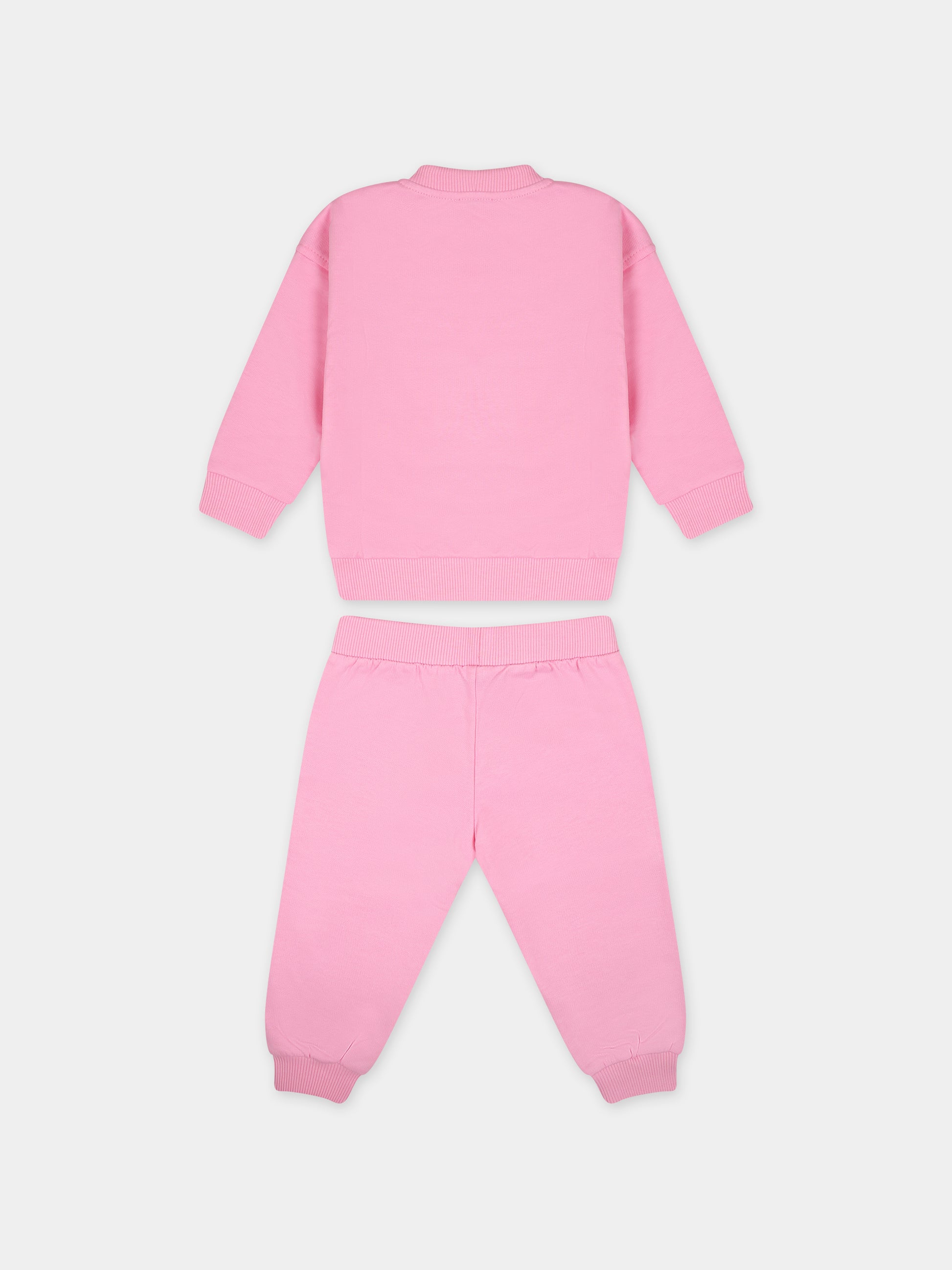 Completo rosa per neonata con logo,Moschino Kids,MOK049 LCA51 50206