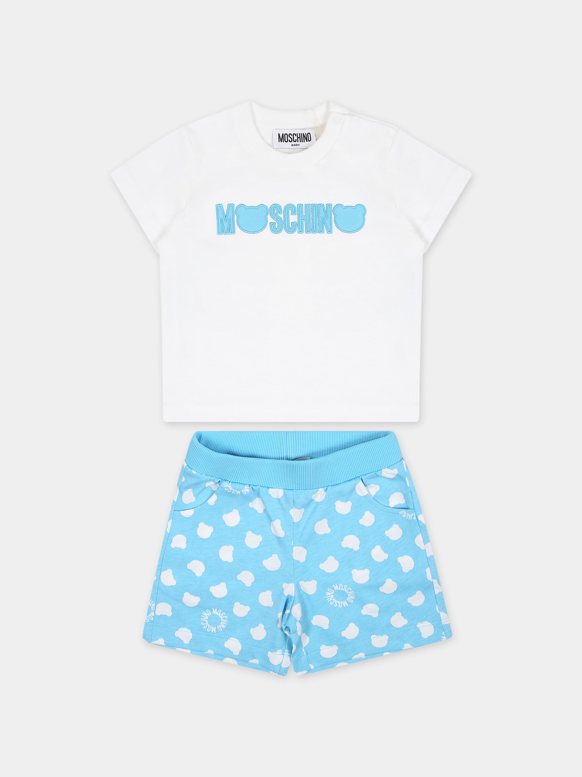 Completo multicolor per neonata con logo,Moschino Kids,MRG003 LAB91 83527