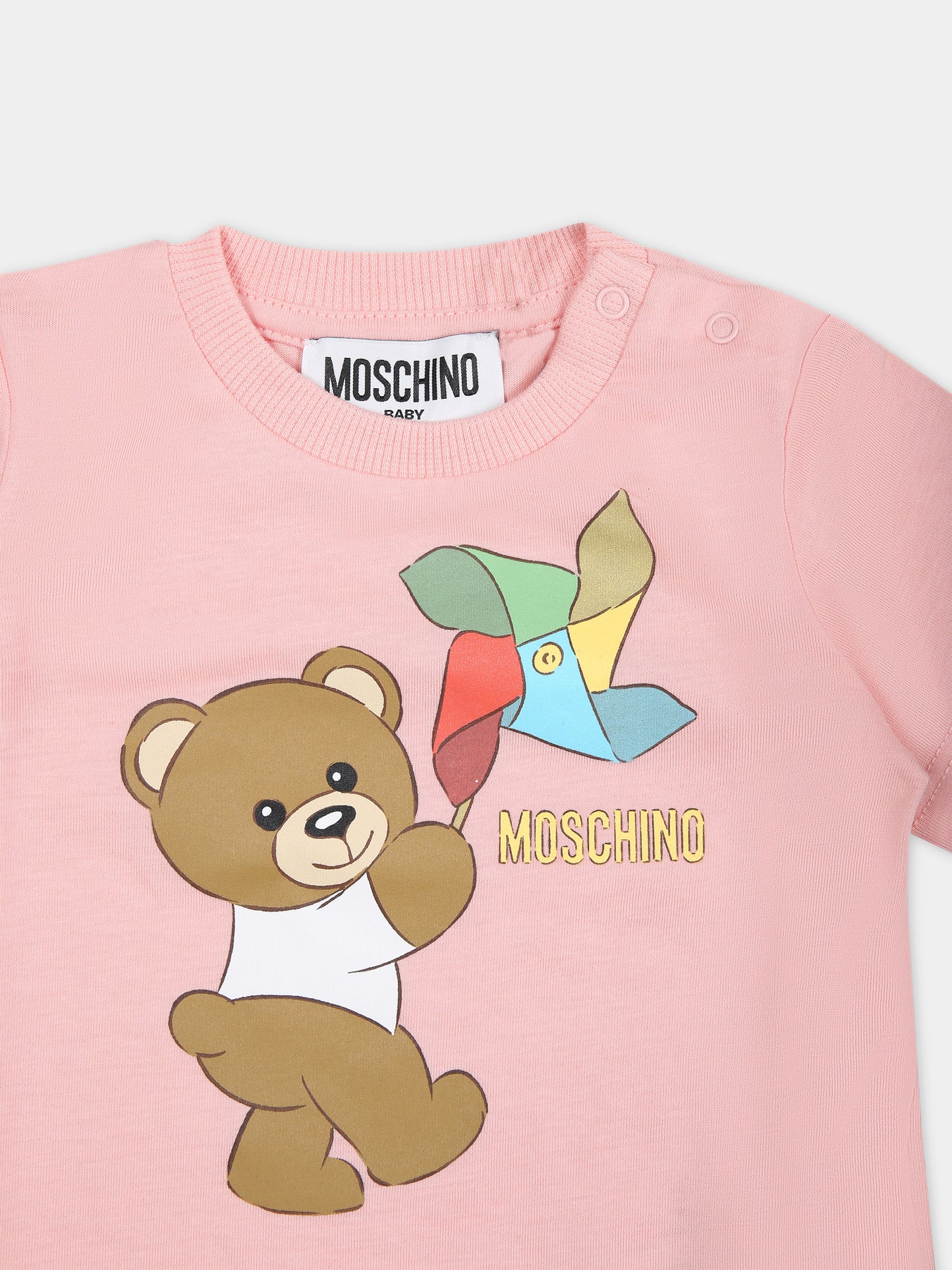 Tutina rosa per neonati con Teddy Bear e girandola,Moschino Kids,MUT03U LAA03 50209